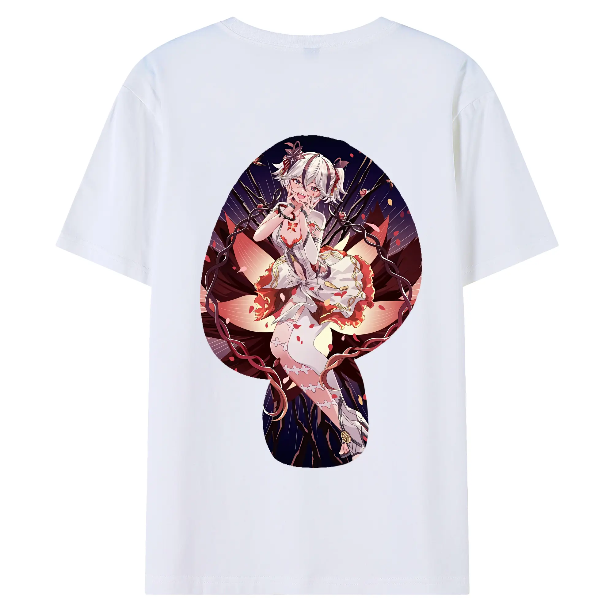 鳴潮 グッズ ツバキ - 綿100％ 半袖Tシャツ ・ バックプリント ・ 快適 通気性 ・ 日常使い 散歩 スポーツ用