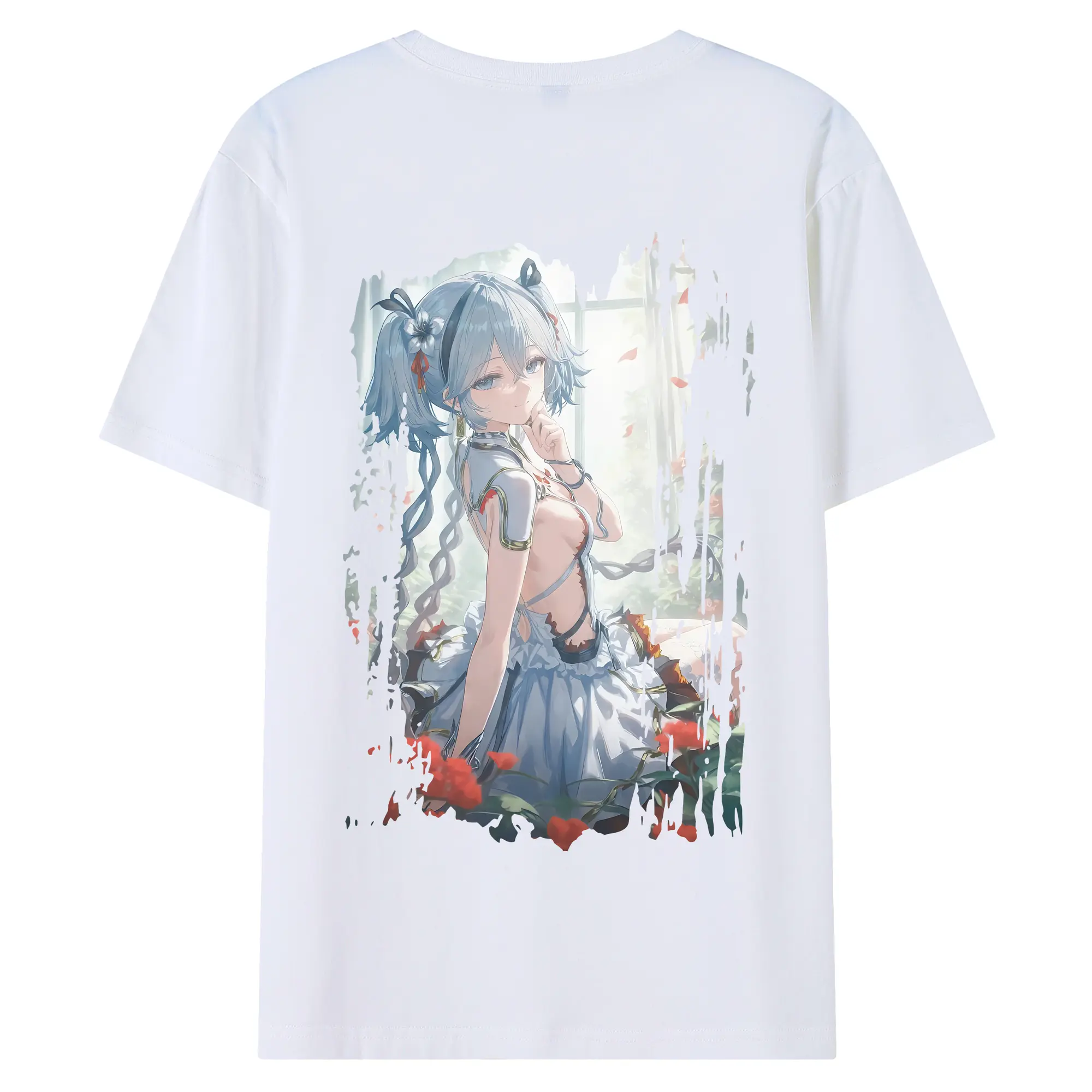 鳴潮 グッズ ツバキ - 綿100％ 半袖Tシャツ ・ バックプリント ・ 快適 通気性 ・ 日常使い 散歩 スポーツ用