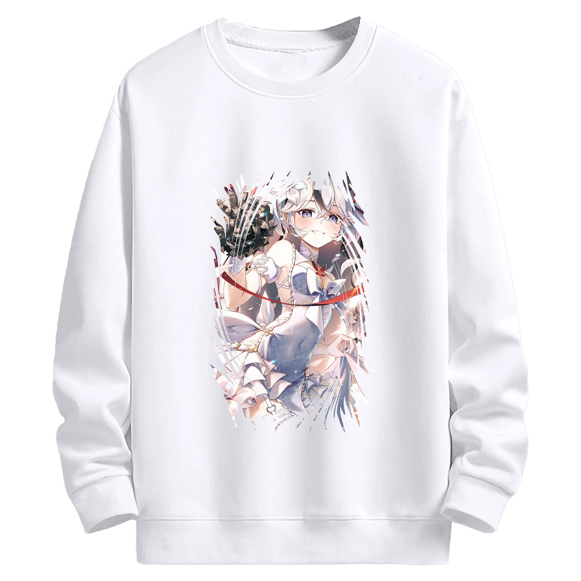 鳴潮 グッズ ツバキ - 高品質 クルーネック スウェット ・ コットン59％ ポリエステル41％ ・ ユニセックス 長袖 トレーナー ・ カジュアル デイリー スポーツ 散歩用