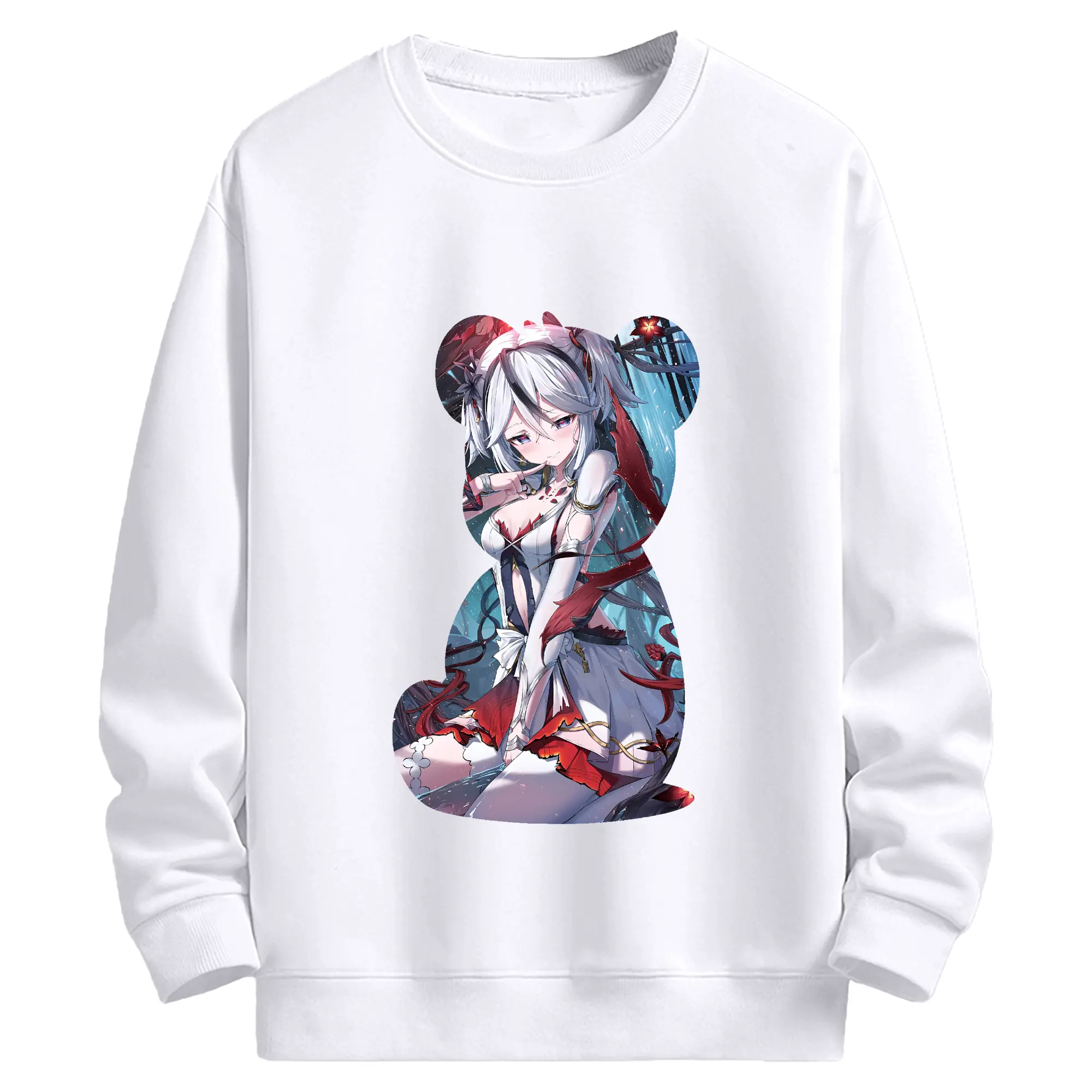 鳴潮 グッズ ツバキ - 高品質 クルーネック スウェット ・ コットン59％ ポリエステル41％ ・ ユニセックス 長袖 トレーナー ・ カジュアル デイリー スポーツ 散歩用