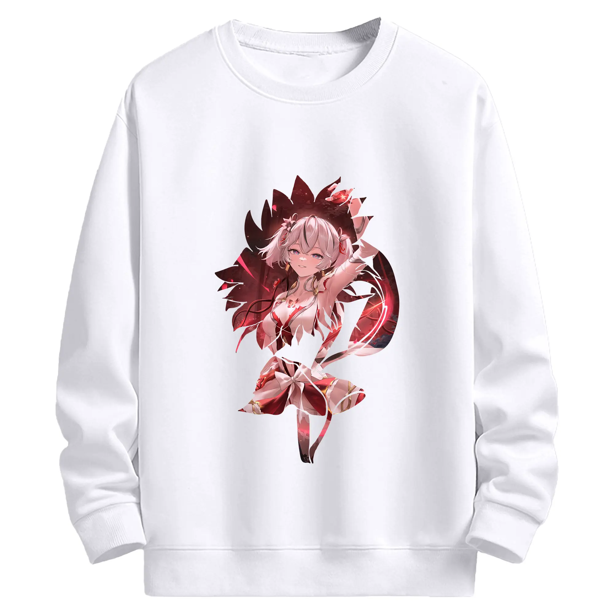 鳴潮 グッズ ツバキ - 高品質 クルーネック スウェット ・ コットン59％ ポリエステル41％ ・ ユニセックス 長袖 トレーナー ・ カジュアル デイリー スポーツ 散歩用