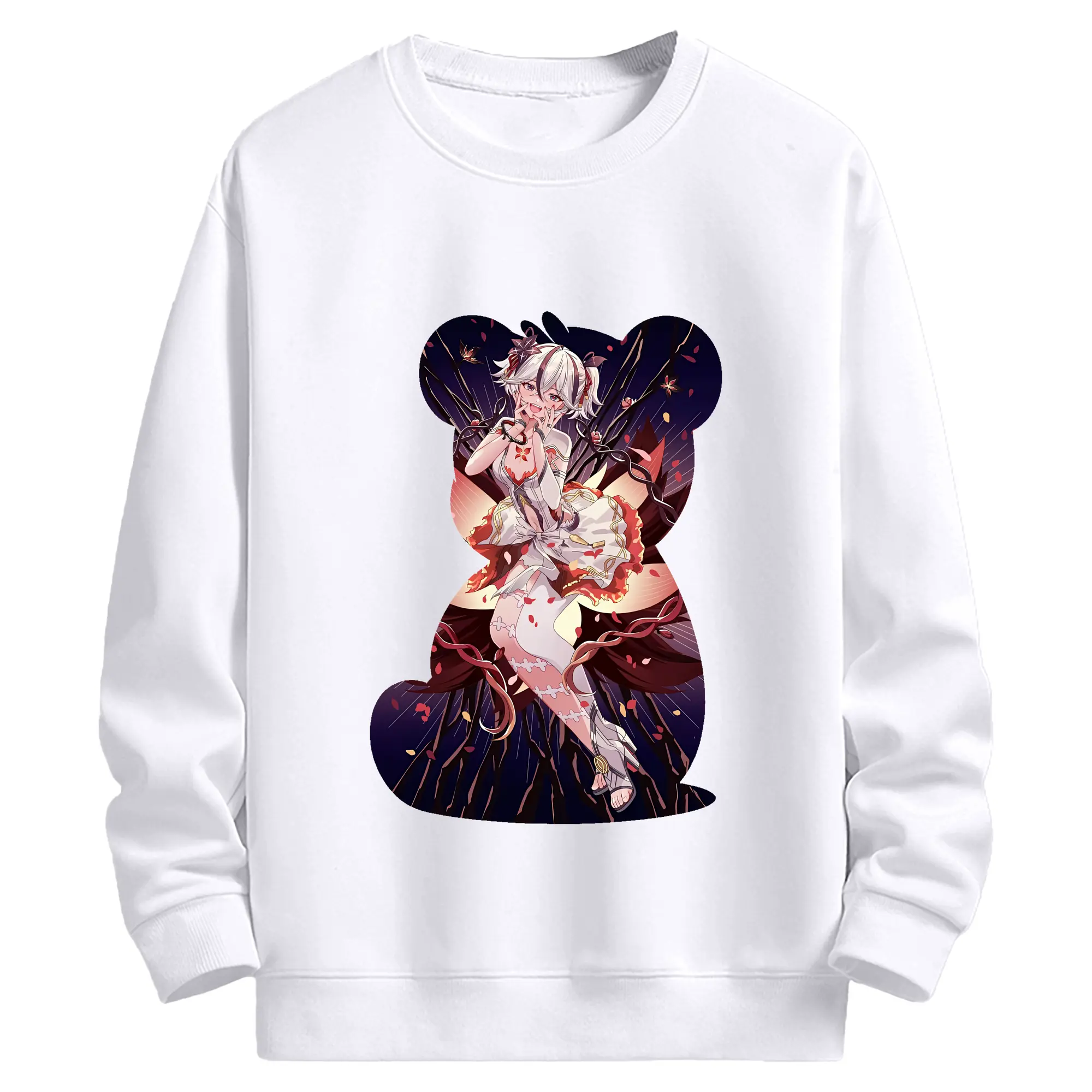 鳴潮 グッズ ツバキ - 高品質 クルーネック スウェット ・ コットン59％ ポリエステル41％ ・ ユニセックス 長袖 トレーナー ・ カジュアル デイリー スポーツ 散歩用