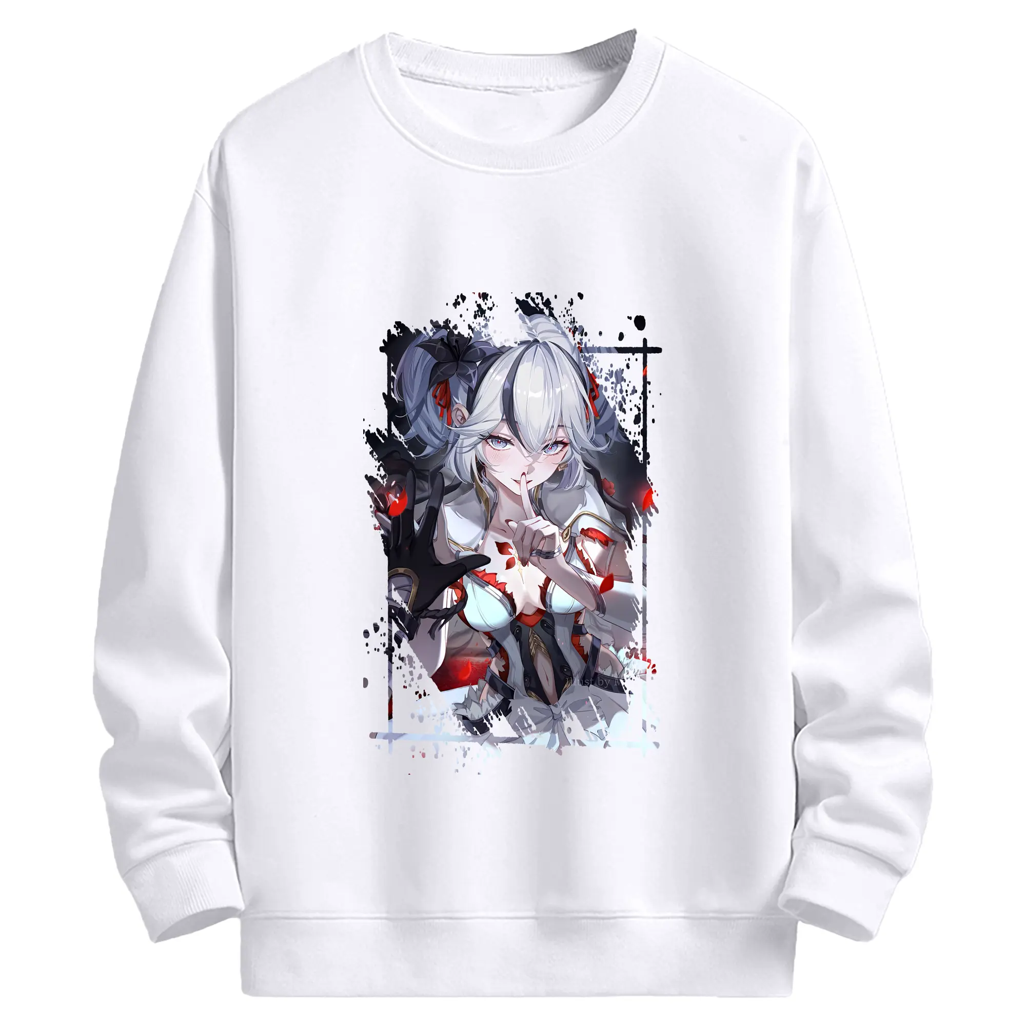 鳴潮 グッズ ツバキ - 高品質 クルーネック スウェット ・ コットン59％ ポリエステル41％ ・ ユニセックス 長袖 トレーナー ・ カジュアル デイリー スポーツ 散歩用