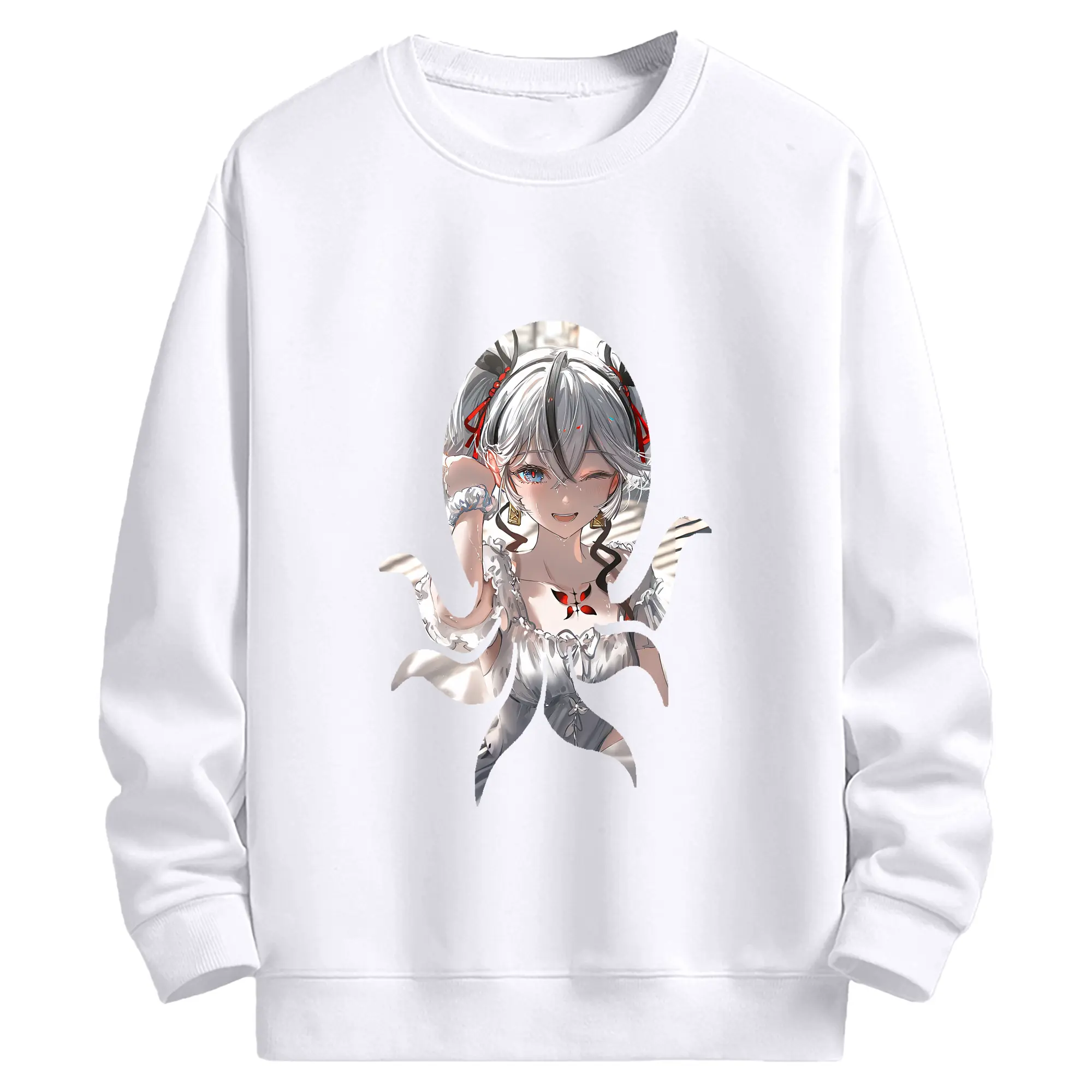 鳴潮 グッズ ツバキ - 高品質 クルーネック スウェット ・ コットン59％ ポリエステル41％ ・ ユニセックス 長袖 トレーナー ・ カジュアル デイリー スポーツ 散歩用