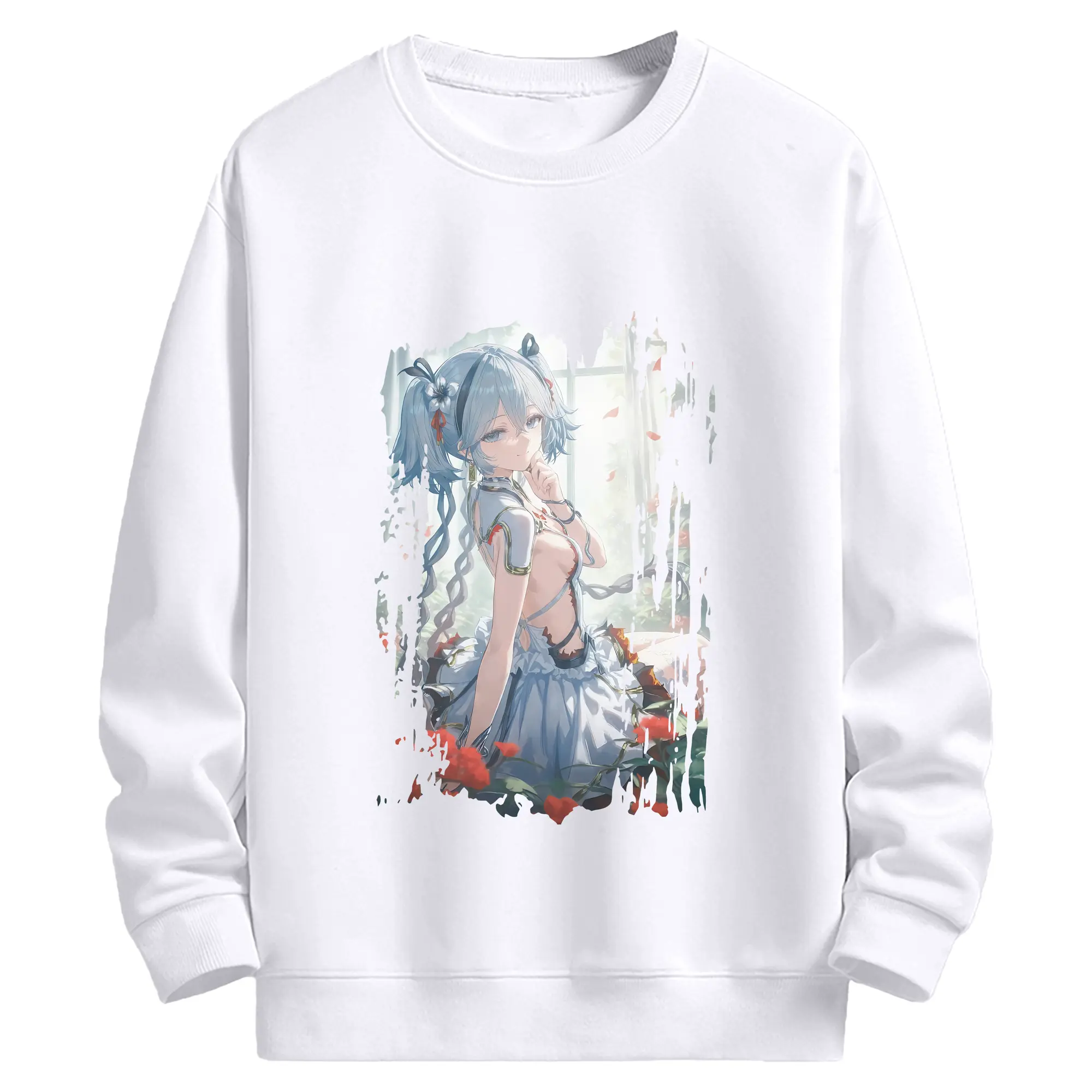 鳴潮 グッズ ツバキ - 高品質 クルーネック スウェット ・ コットン59％ ポリエステル41％ ・ ユニセックス 長袖 トレーナー ・ カジュアル デイリー スポーツ 散歩用