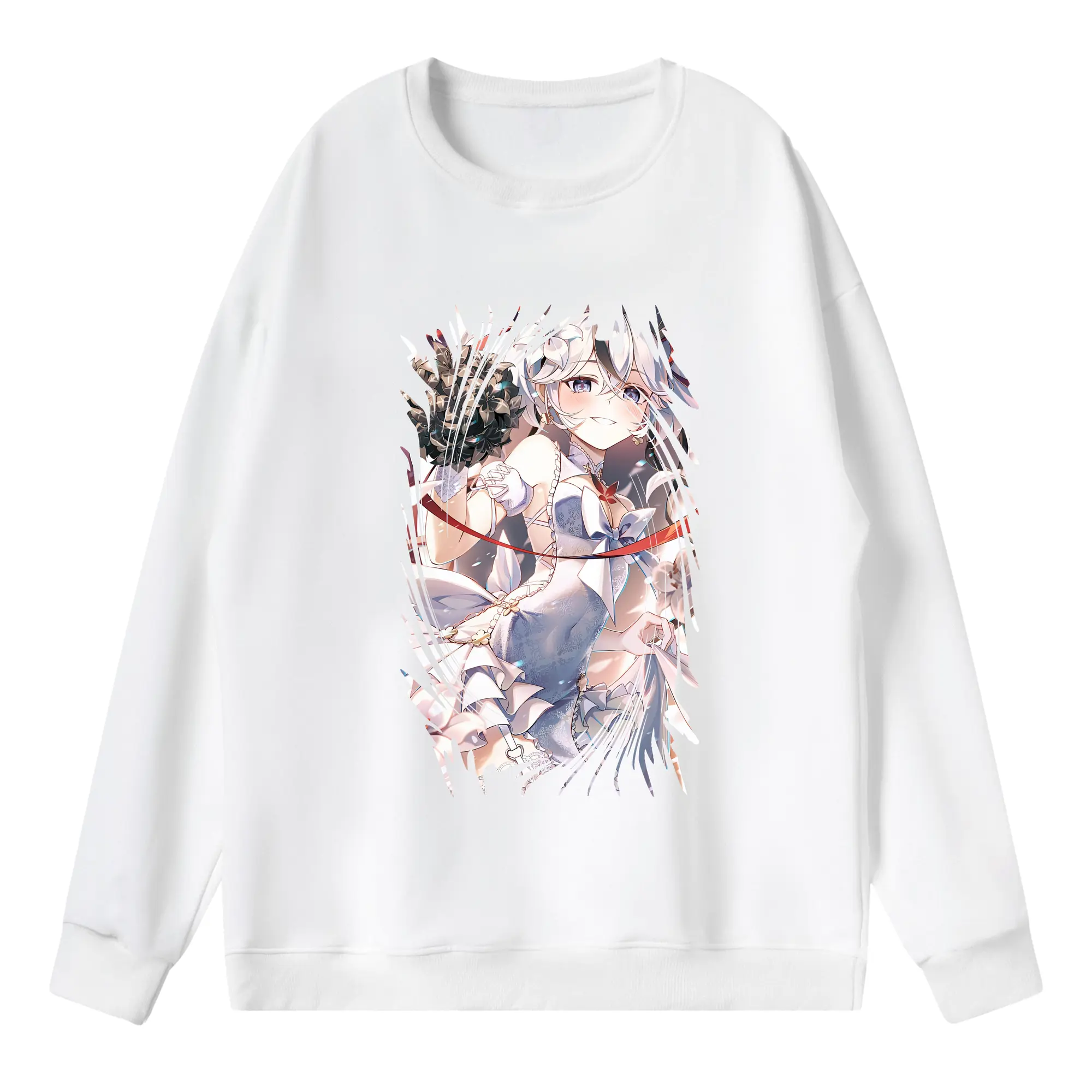 鳴潮 グッズ ツバキ - 薄手 クルーネック スウェット 裏毛260g · ポリエステル 春秋向け カジュアル 男女兼用 · トレーナー デイリー スポーツ 散歩に最適