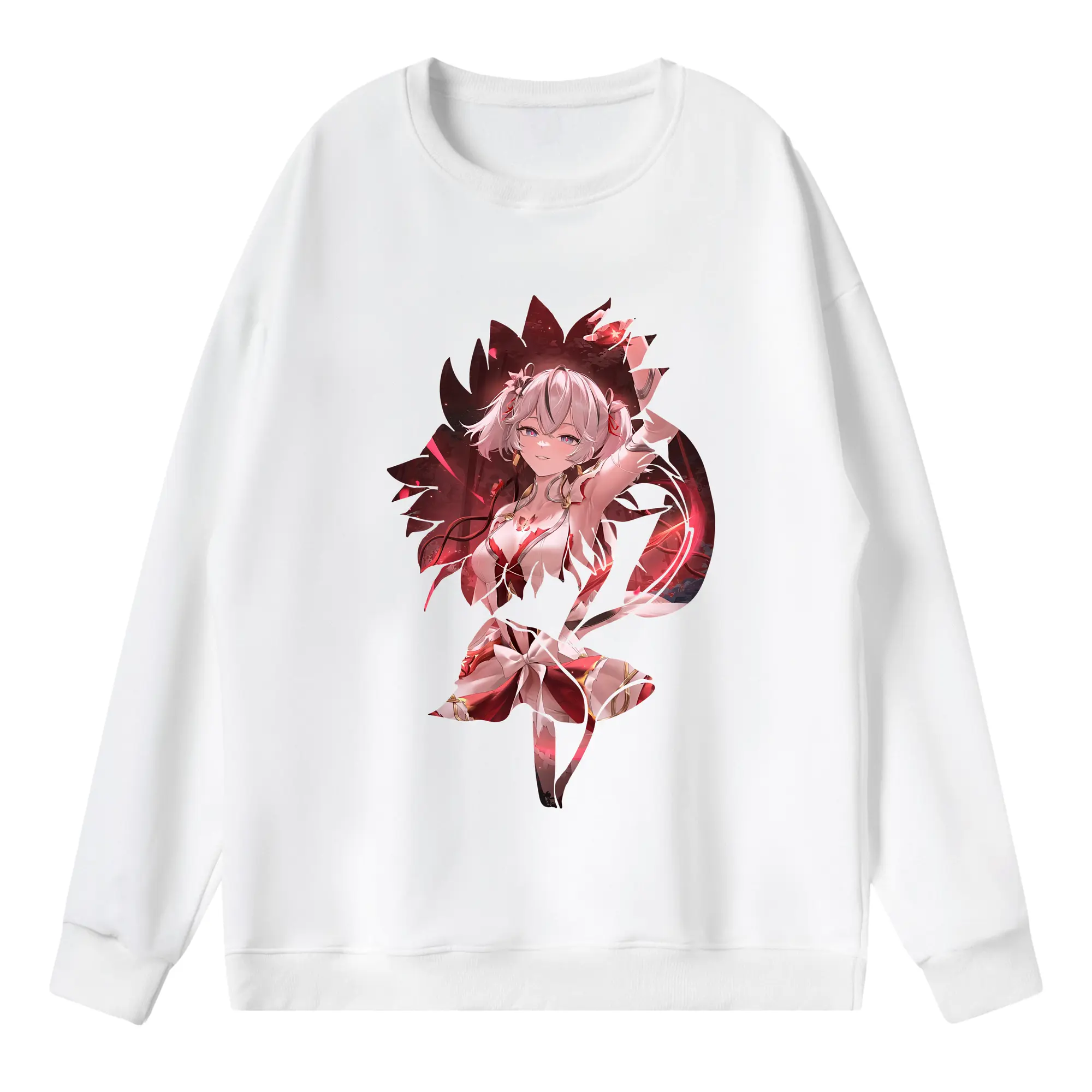 鳴潮 グッズ ツバキ - 薄手 クルーネック スウェット 裏毛260g · ポリエステル 春秋向け カジュアル 男女兼用 · トレーナー デイリー スポーツ 散歩に最適