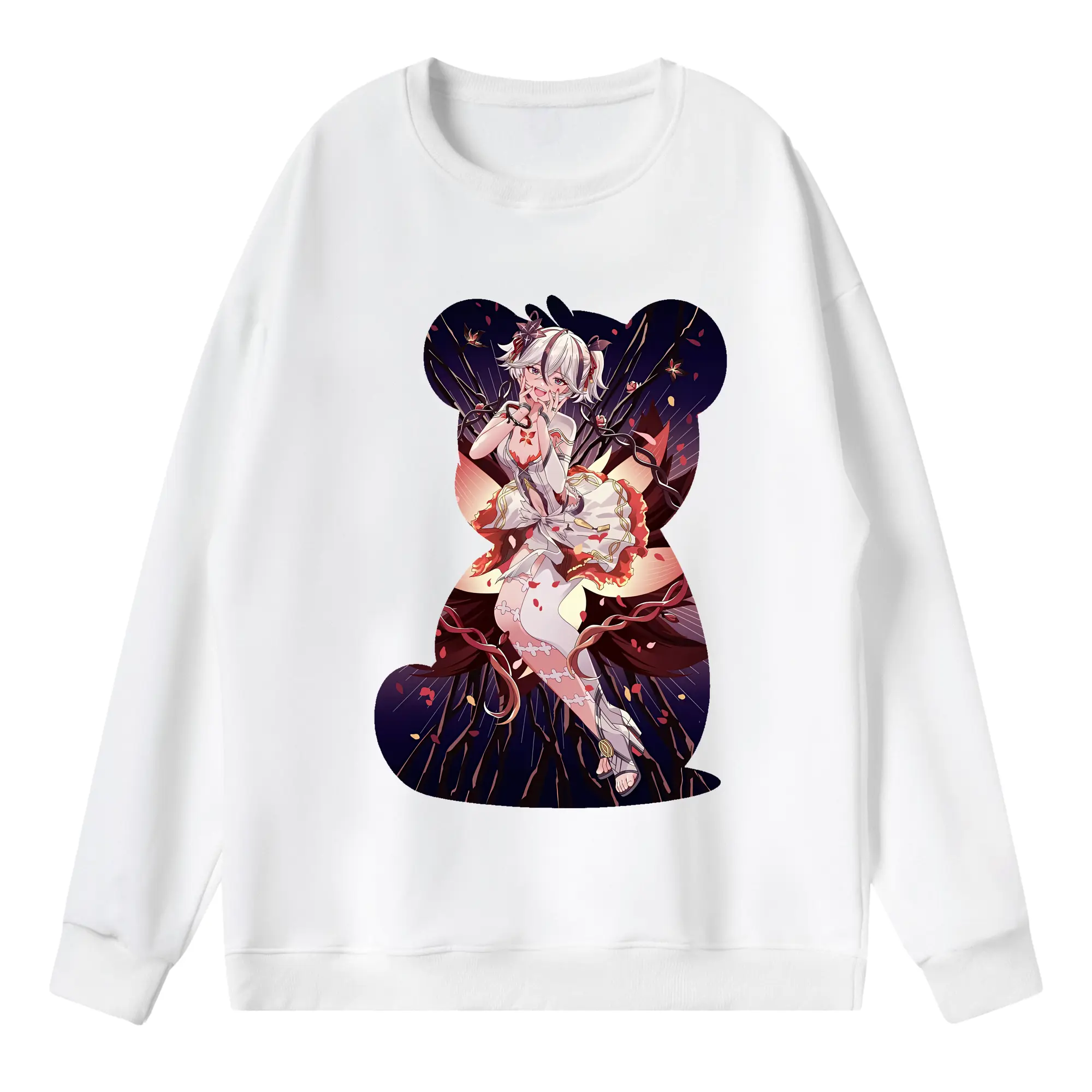 鳴潮 グッズ ツバキ - 薄手 クルーネック スウェット 裏毛260g · ポリエステル 春秋向け カジュアル 男女兼用 · トレーナー デイリー スポーツ 散歩に最適