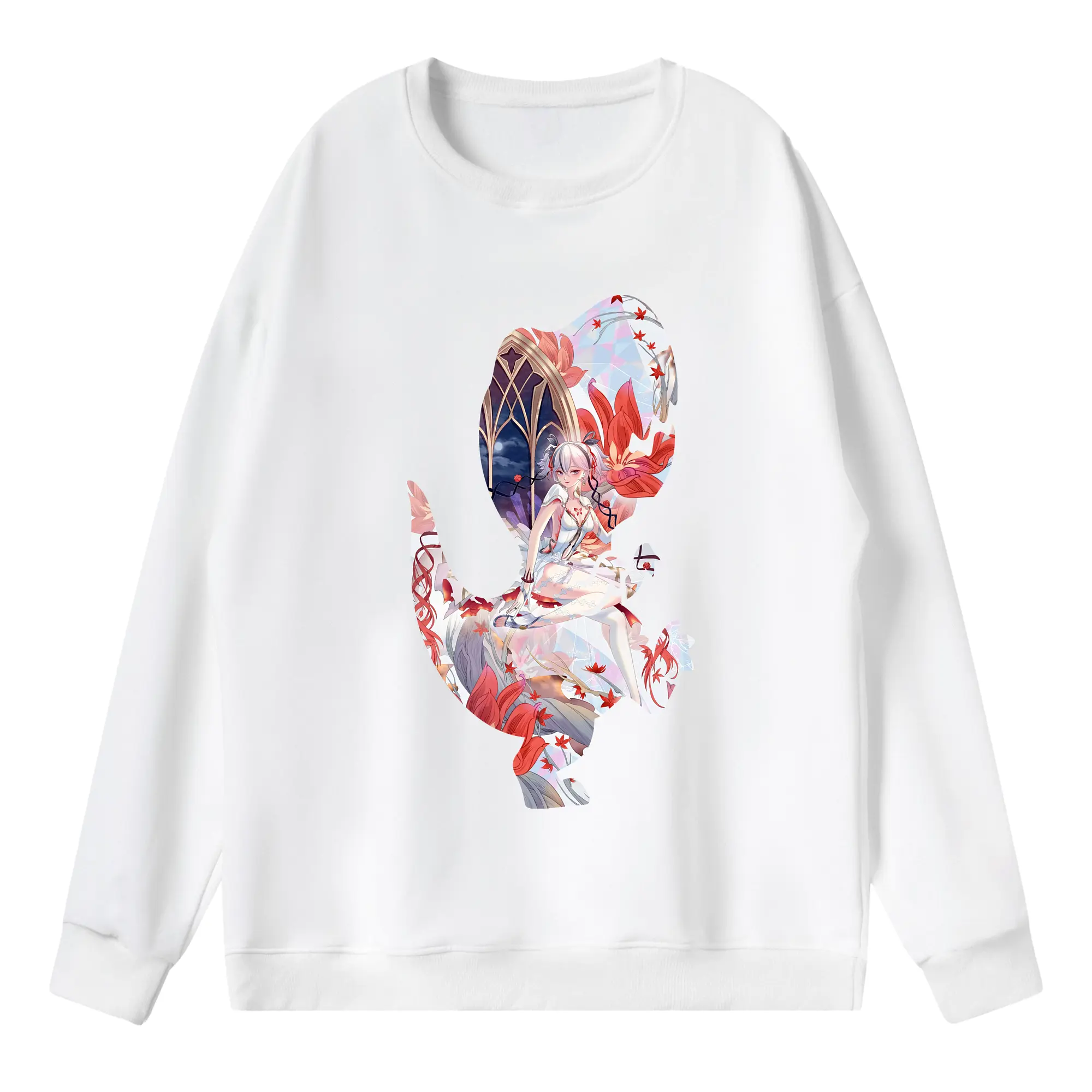 鳴潮 グッズ ツバキ - 薄手 クルーネック スウェット 裏毛260g · ポリエステル 春秋向け カジュアル 男女兼用 · トレーナー デイリー スポーツ 散歩に最適