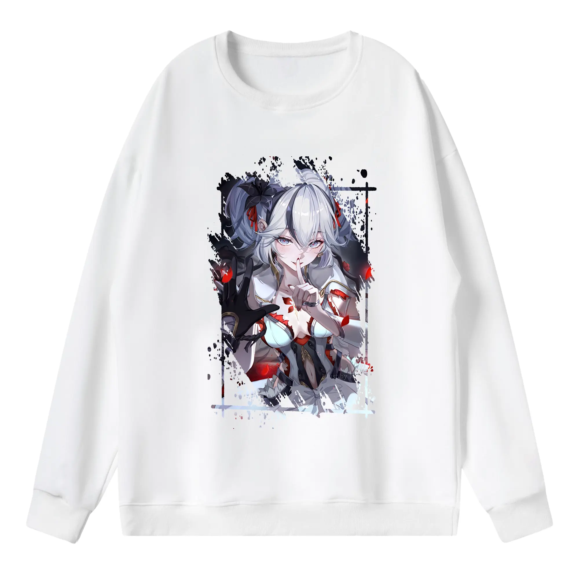 鳴潮 グッズ ツバキ - 薄手 クルーネック スウェット 裏毛260g · ポリエステル 春秋向け カジュアル 男女兼用 · トレーナー デイリー スポーツ 散歩に最適