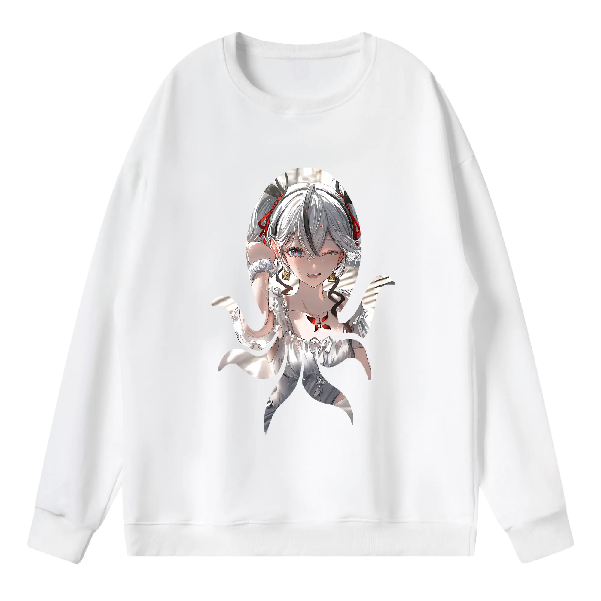 鳴潮 グッズ ツバキ - 薄手 クルーネック スウェット 裏毛260g · ポリエステル 春秋向け カジュアル 男女兼用 · トレーナー デイリー スポーツ 散歩に最適