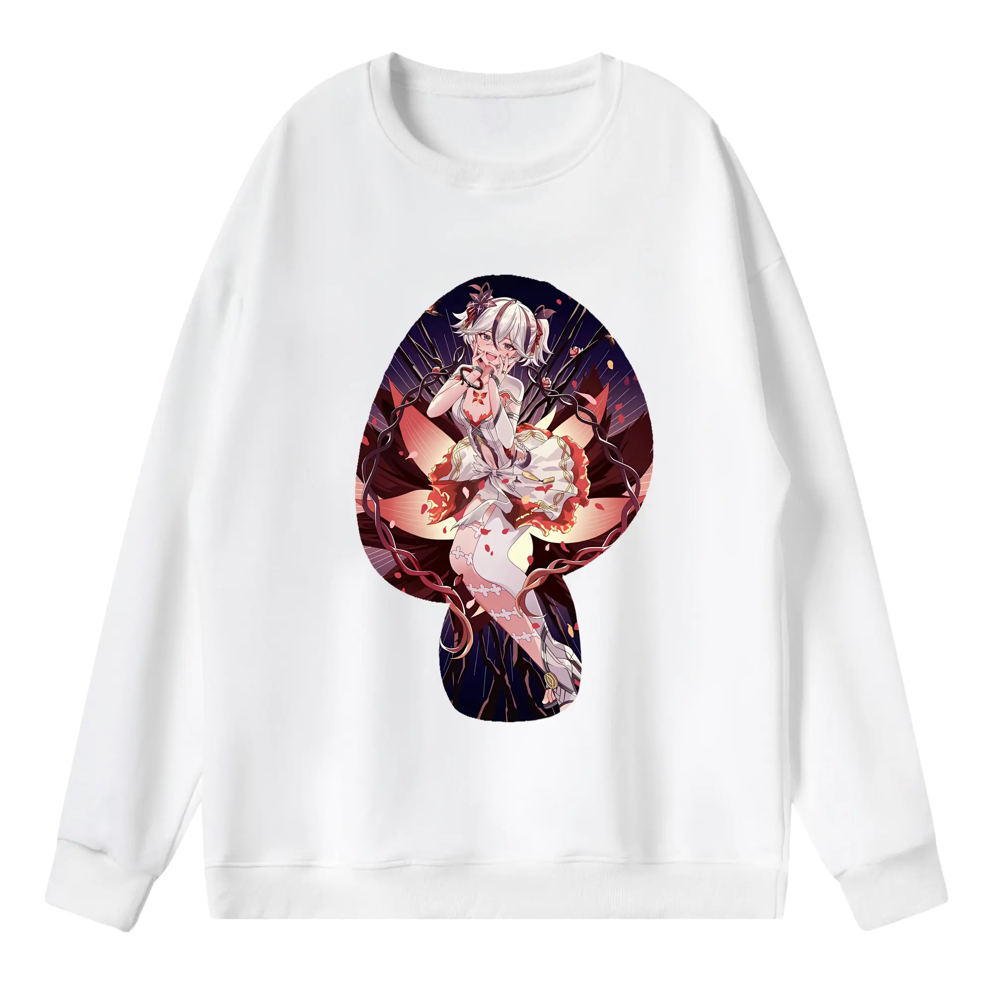 鳴潮 グッズ ツバキ - 薄手 クルーネック スウェット 裏毛260g · ポリエステル 春秋向け カジュアル 男女兼用 · トレーナー デイリー スポーツ 散歩に最適