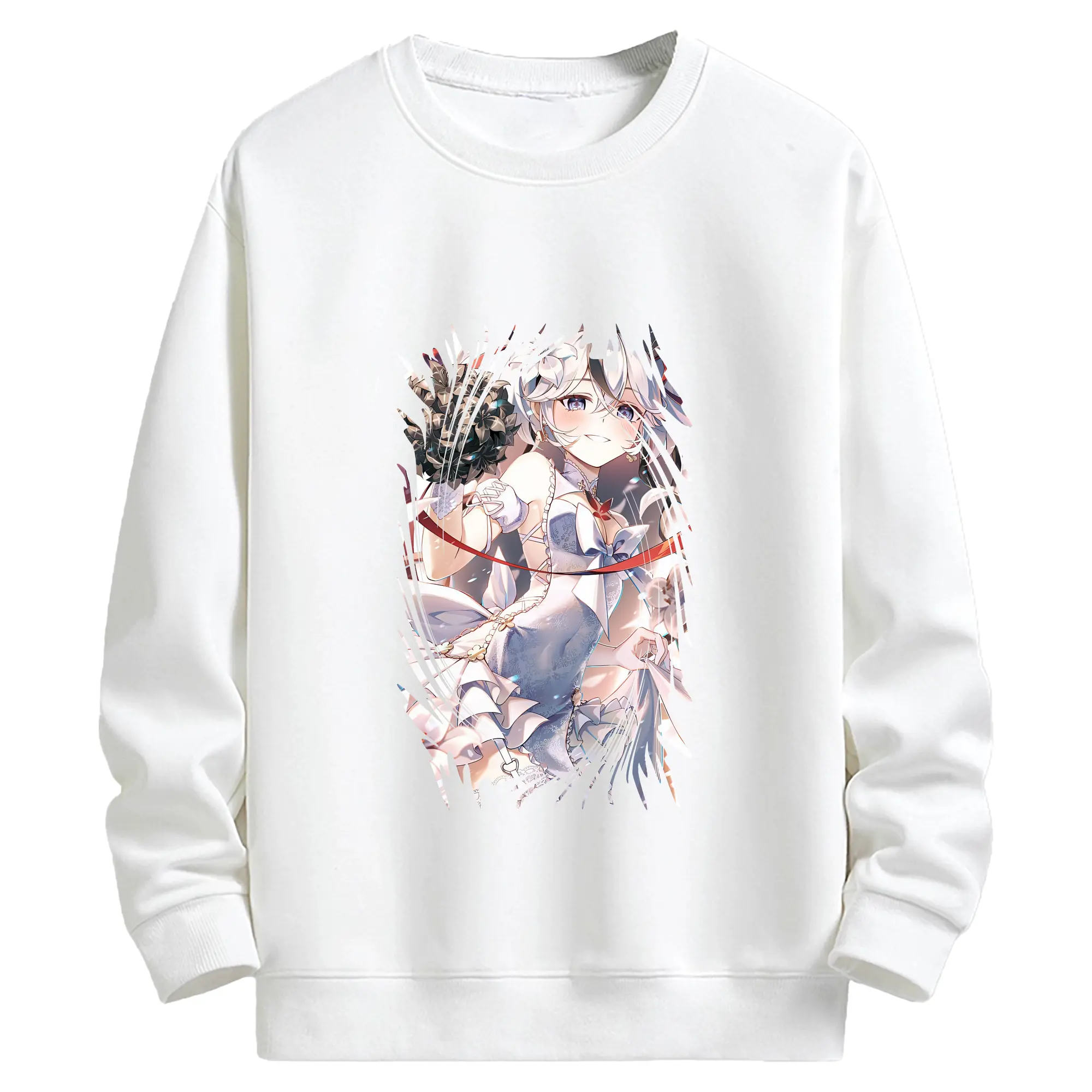 鳴潮 グッズ ツバキ - キッズ クルーネックスウェットシャツ ・ フロントプリント ・ 綿80％ ポリエステル20％ ・ 快適 通学 スポーツ 日常使い お散歩用