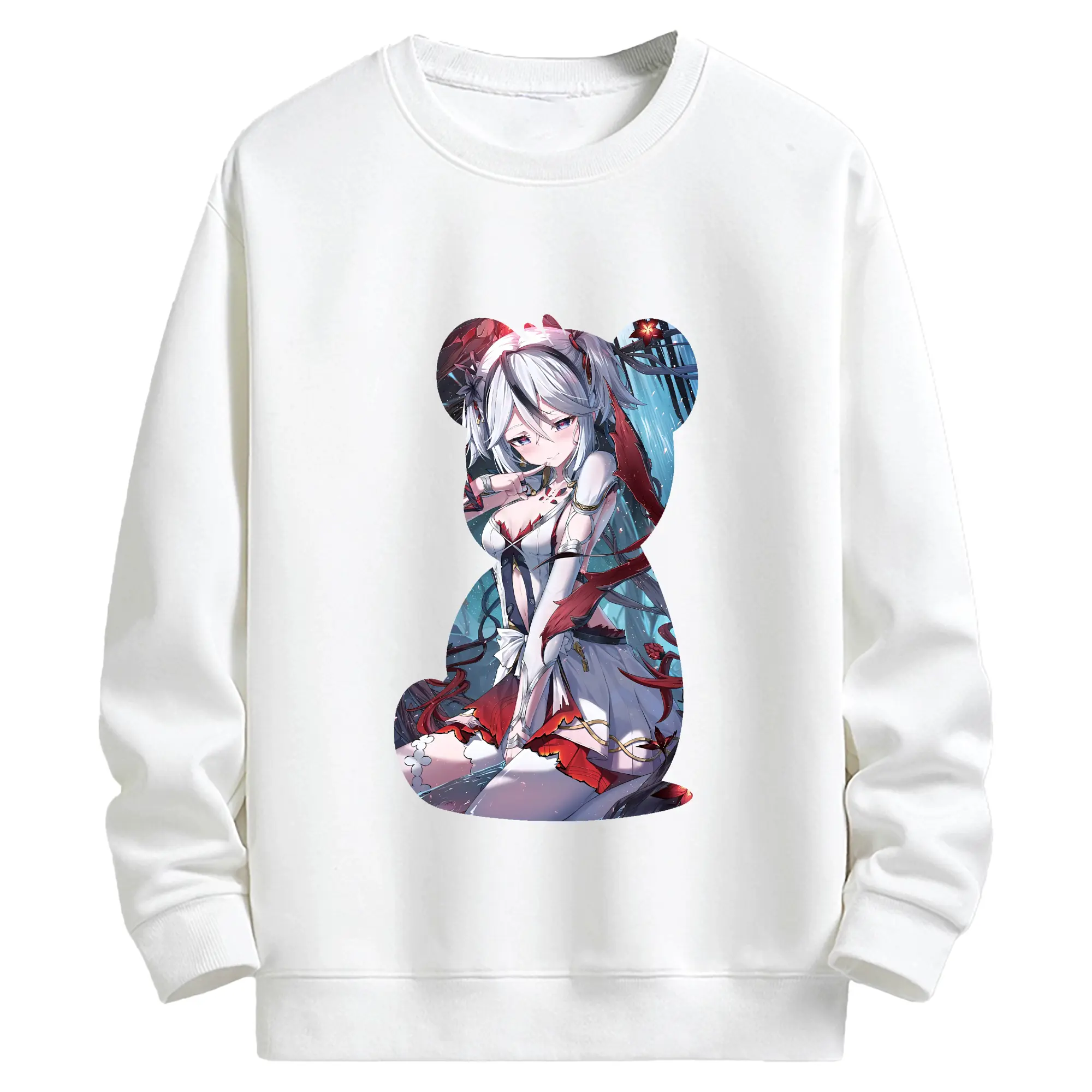 鳴潮 グッズ ツバキ - キッズ クルーネックスウェットシャツ ・ フロントプリント ・ 綿80％ ポリエステル20％ ・ 快適 通学 スポーツ 日常使い お散歩用