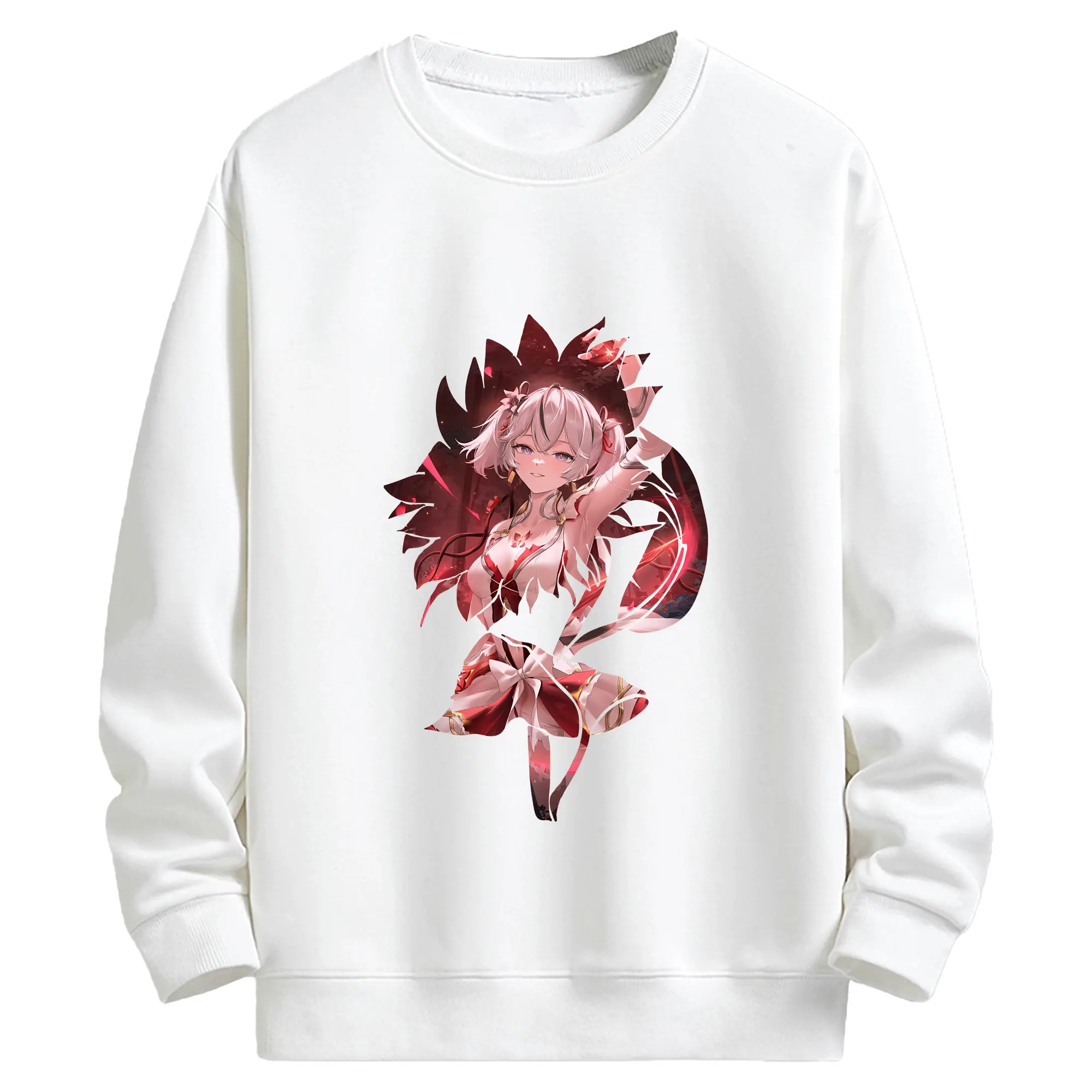 鳴潮 グッズ ツバキ - キッズ クルーネックスウェットシャツ ・ フロントプリント ・ 綿80％ ポリエステル20％ ・ 快適 通学 スポーツ 日常使い お散歩用