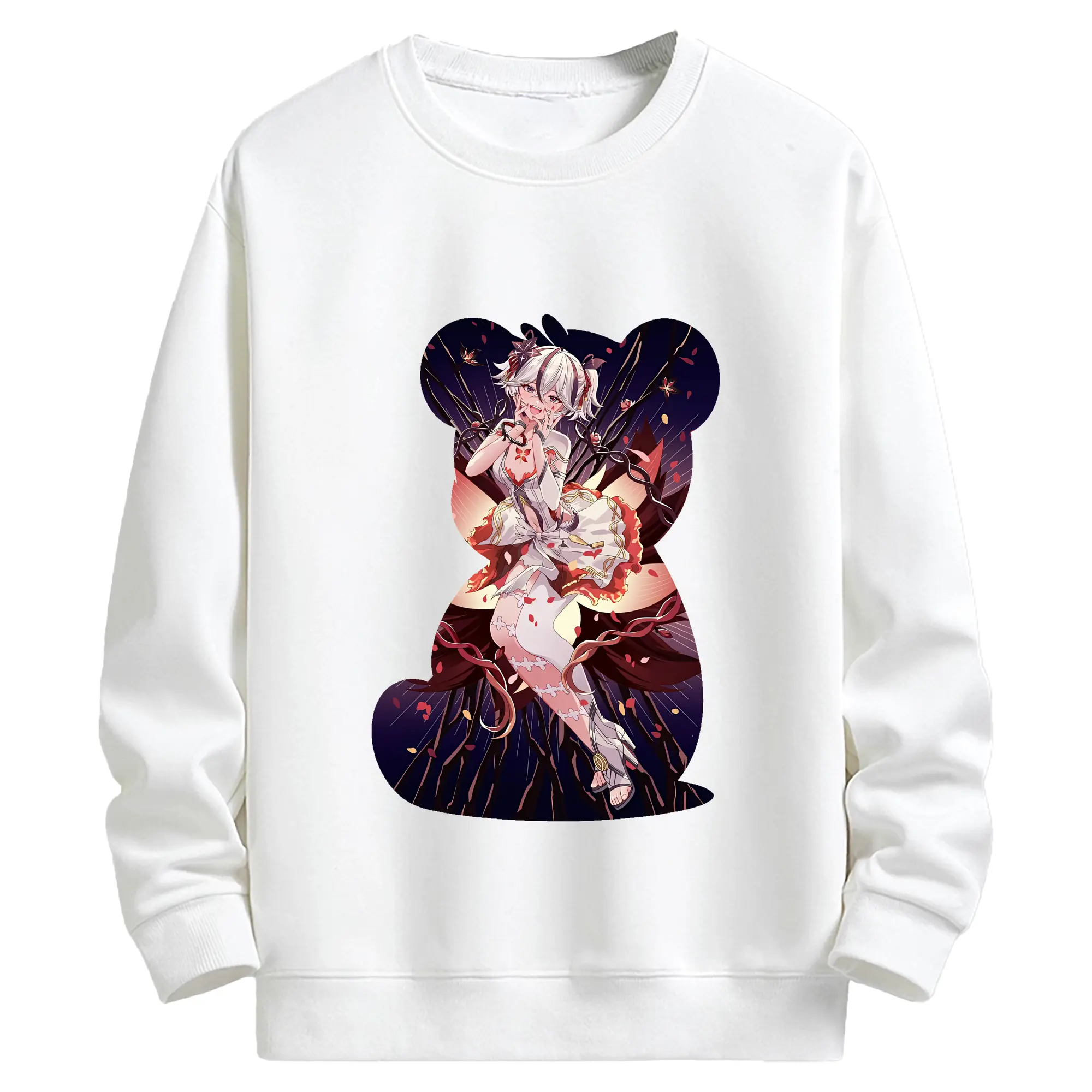 鳴潮 グッズ ツバキ - キッズ クルーネックスウェットシャツ ・ フロントプリント ・ 綿80％ ポリエステル20％ ・ 快適 通学 スポーツ 日常使い お散歩用