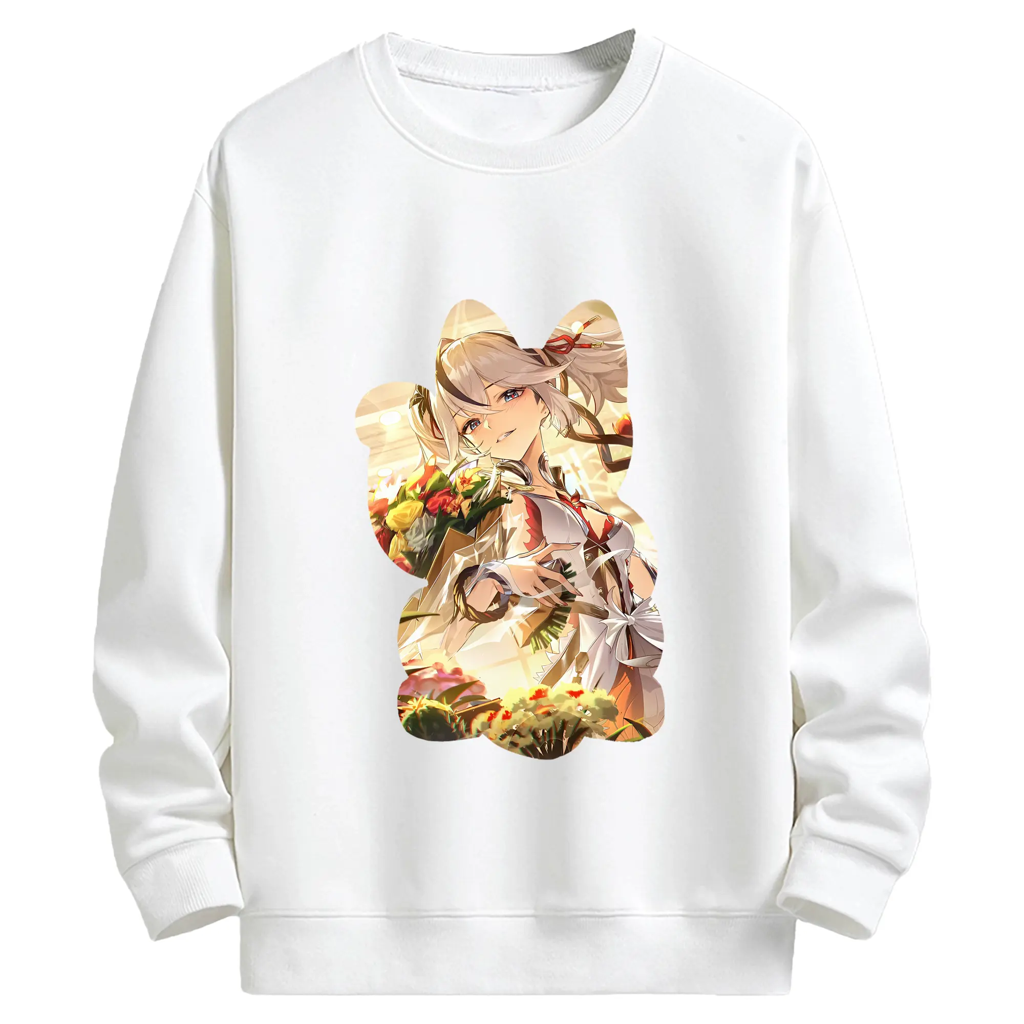 鳴潮 グッズ ツバキ - キッズ クルーネックスウェットシャツ ・ フロントプリント ・ 綿80％ ポリエステル20％ ・ 快適 通学 スポーツ 日常使い お散歩用