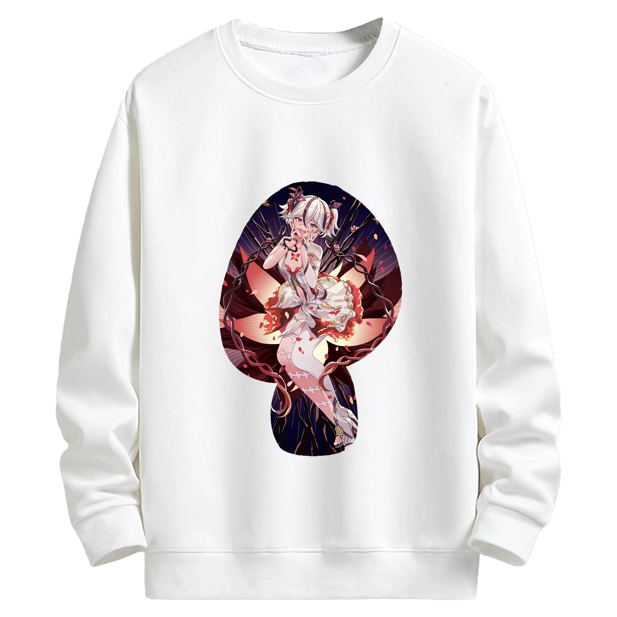 鳴潮 グッズ ツバキ - キッズ クルーネックスウェットシャツ ・ フロントプリント ・ 綿80％ ポリエステル20％ ・ 快適 通学 スポーツ 日常使い お散歩用