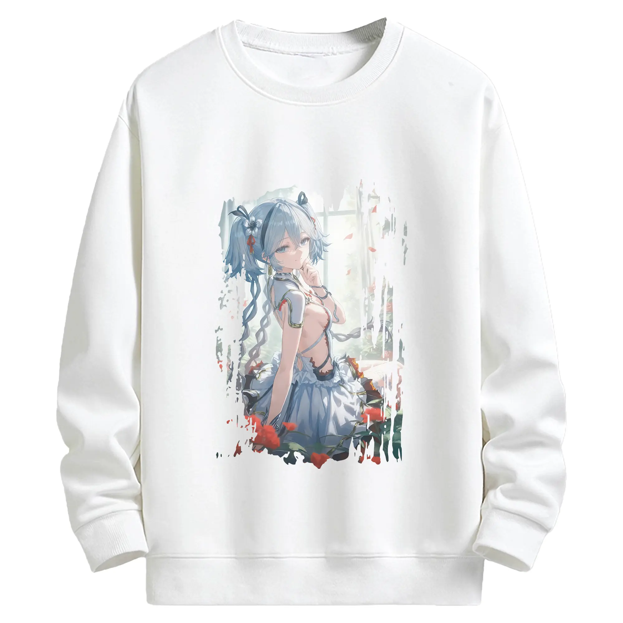 鳴潮 グッズ ツバキ - キッズ クルーネックスウェットシャツ ・ フロントプリント ・ 綿80％ ポリエステル20％ ・ 快適 通学 スポーツ 日常使い お散歩用