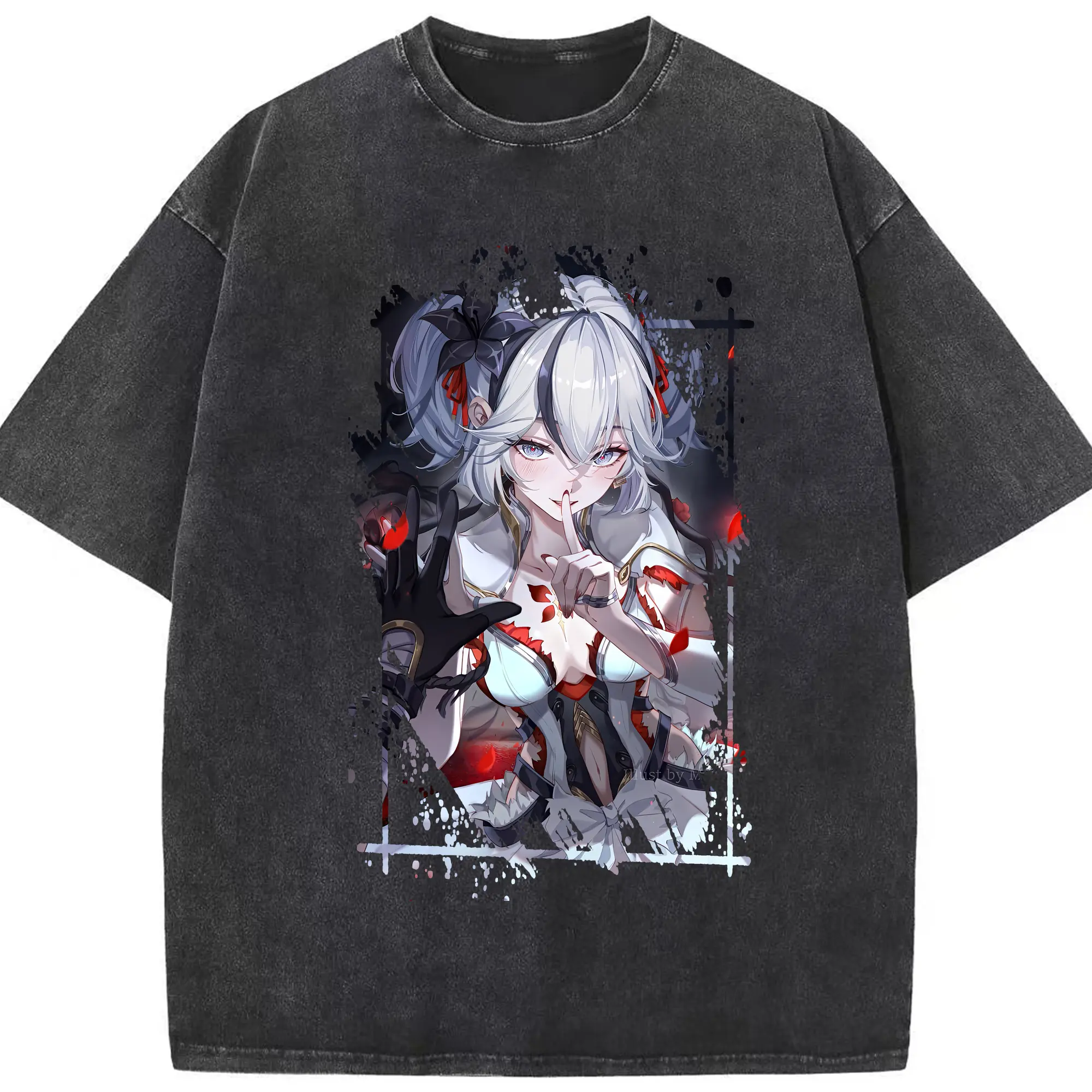 鳴潮 グッズ ツバキ - 綿100％ ヴィンテージ風 半袖Tシャツ ・ フロントプリント ・ 柔らか肌触り ・ 通気性 快適 ・ スポーツ カジュアル 外出用