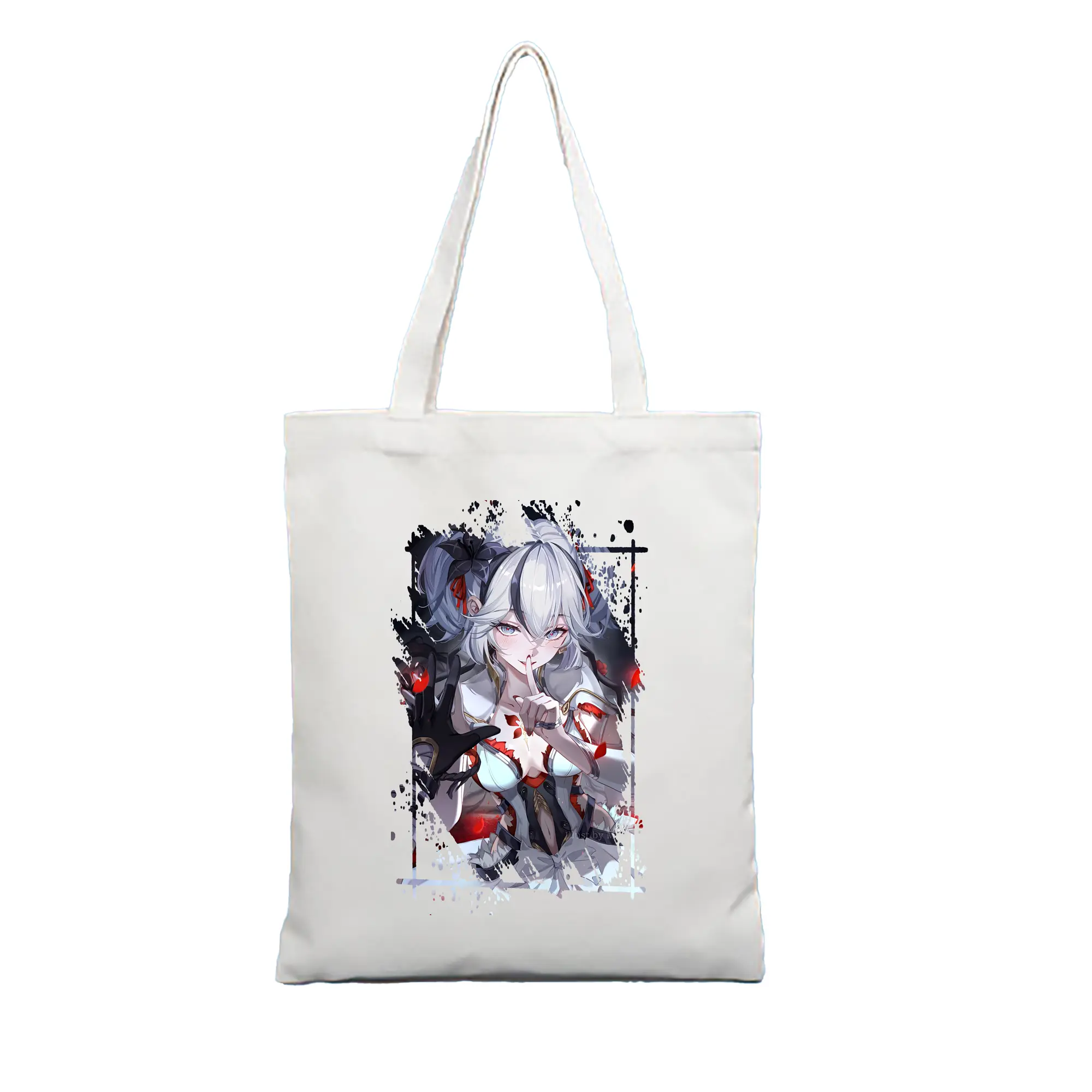 鳴潮 グッズ ツバキ - 縦型キャンバス手提げバッグ（トートバッグ） ・ キャンバス素材 ・ ショッピング用 ・ 軽量 丈夫 お手入れ簡単