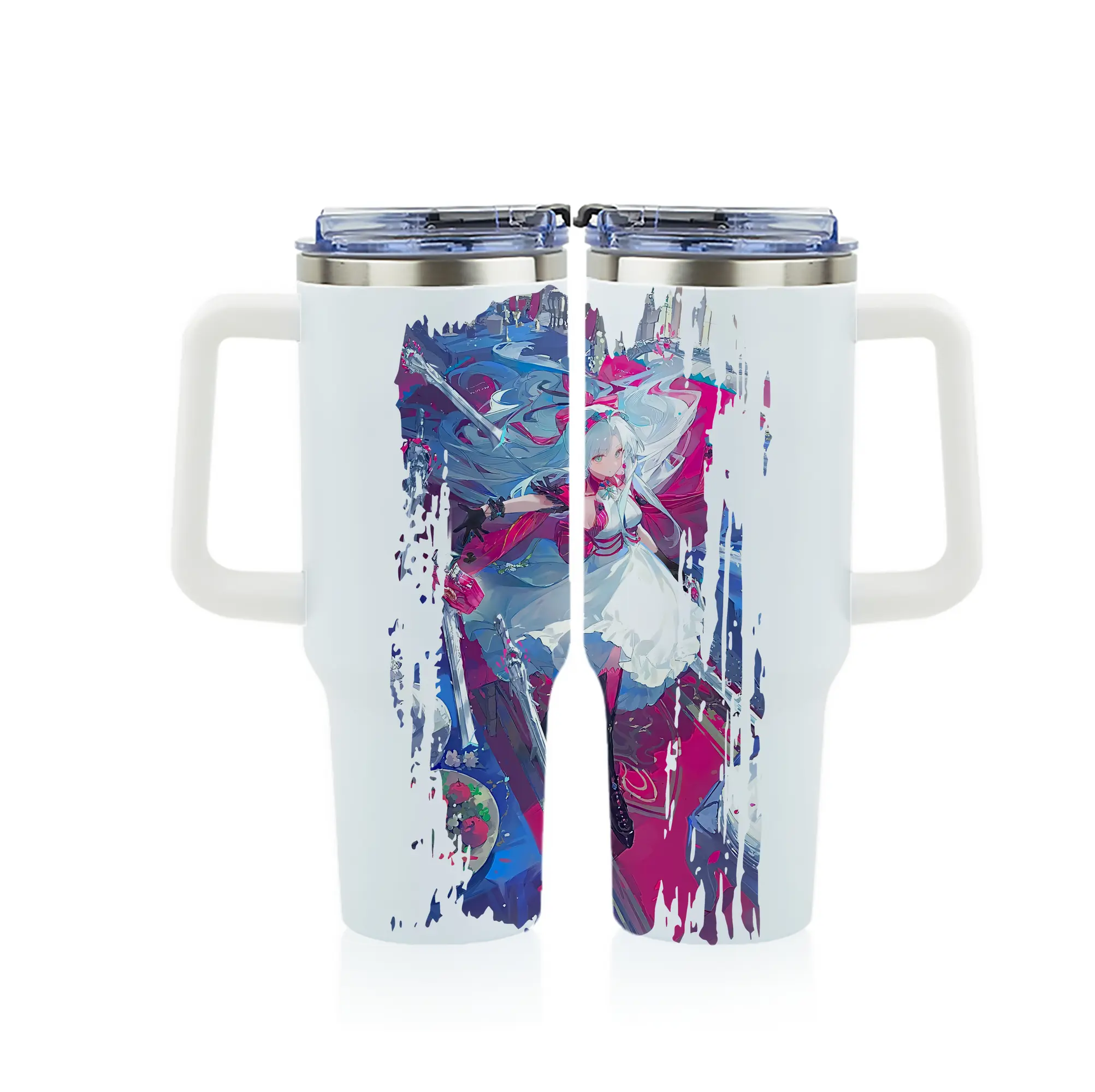 鳴潮 グッズ カルロッタ - 1200mL フルプリント車用タンブラー ・ 304ステンレス 内側 ・ 201ステンレス 外側 ・ 保温 保冷 ・ 通勤 ドライブ アウトドア用