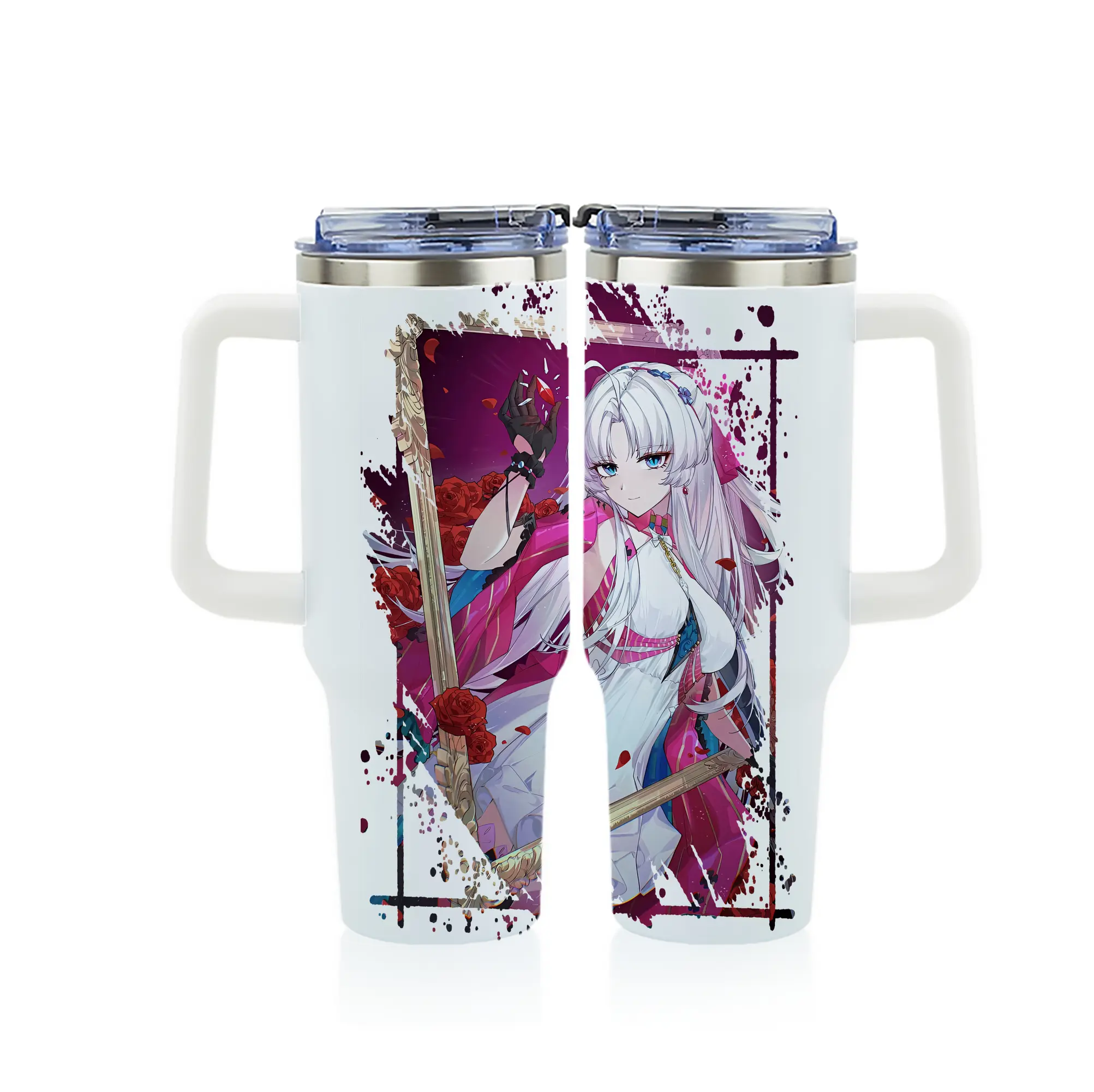 鳴潮 グッズ カルロッタ - 1200mL フルプリント車用タンブラー ・ 304ステンレス 内側 ・ 201ステンレス 外側 ・ 保温 保冷 ・ 通勤 ドライブ アウトドア用