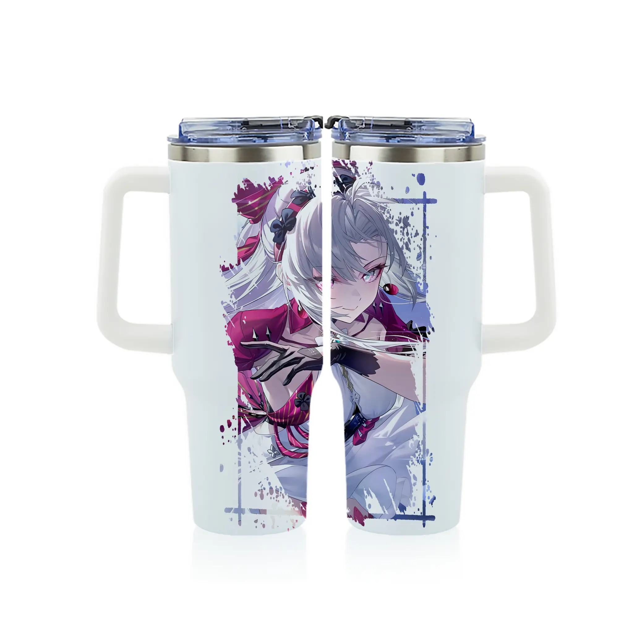 鳴潮 グッズ カルロッタ - 1200mL フルプリント車用タンブラー ・ 304ステンレス 内側 ・ 201ステンレス 外側 ・ 保温 保冷 ・ 通勤 ドライブ アウトドア用