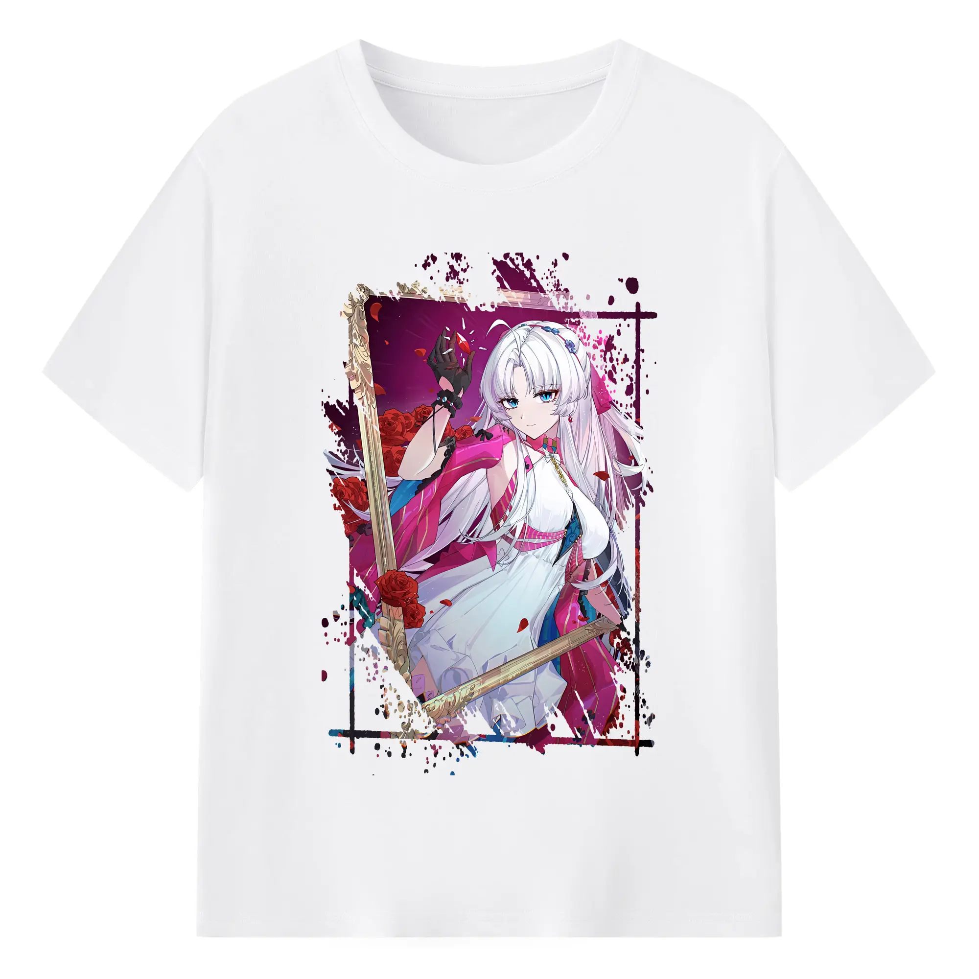 鳴潮 グッズ カルロッタ - 綿100％ 半袖Tシャツ ・ フロントプリント ・ 快適 通気性 ・ 日常使い 散歩 スポーツ用