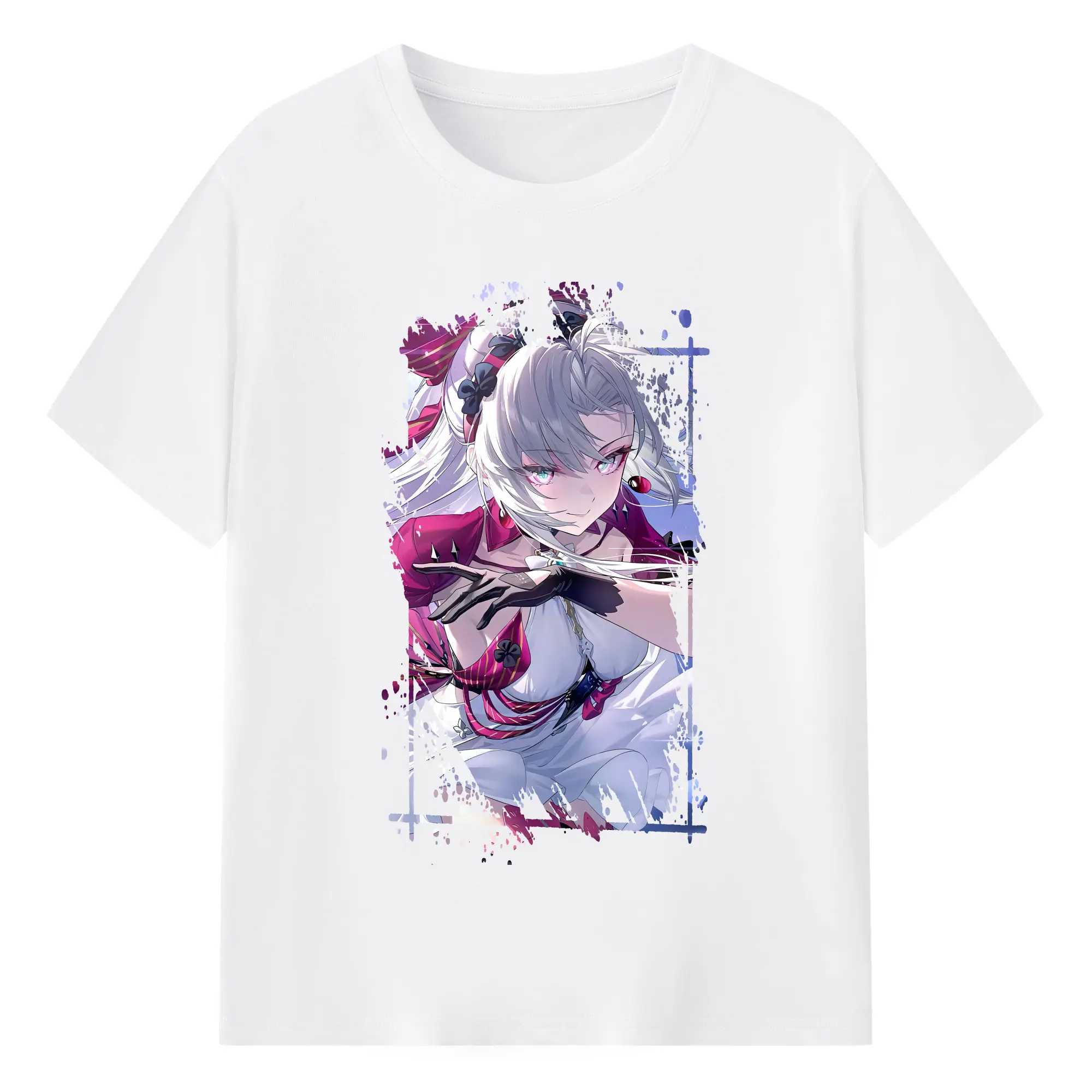 鳴潮 グッズ カルロッタ - 綿100％ 半袖Tシャツ ・ フロントプリント ・ 快適 通気性 ・ 日常使い 散歩 スポーツ用