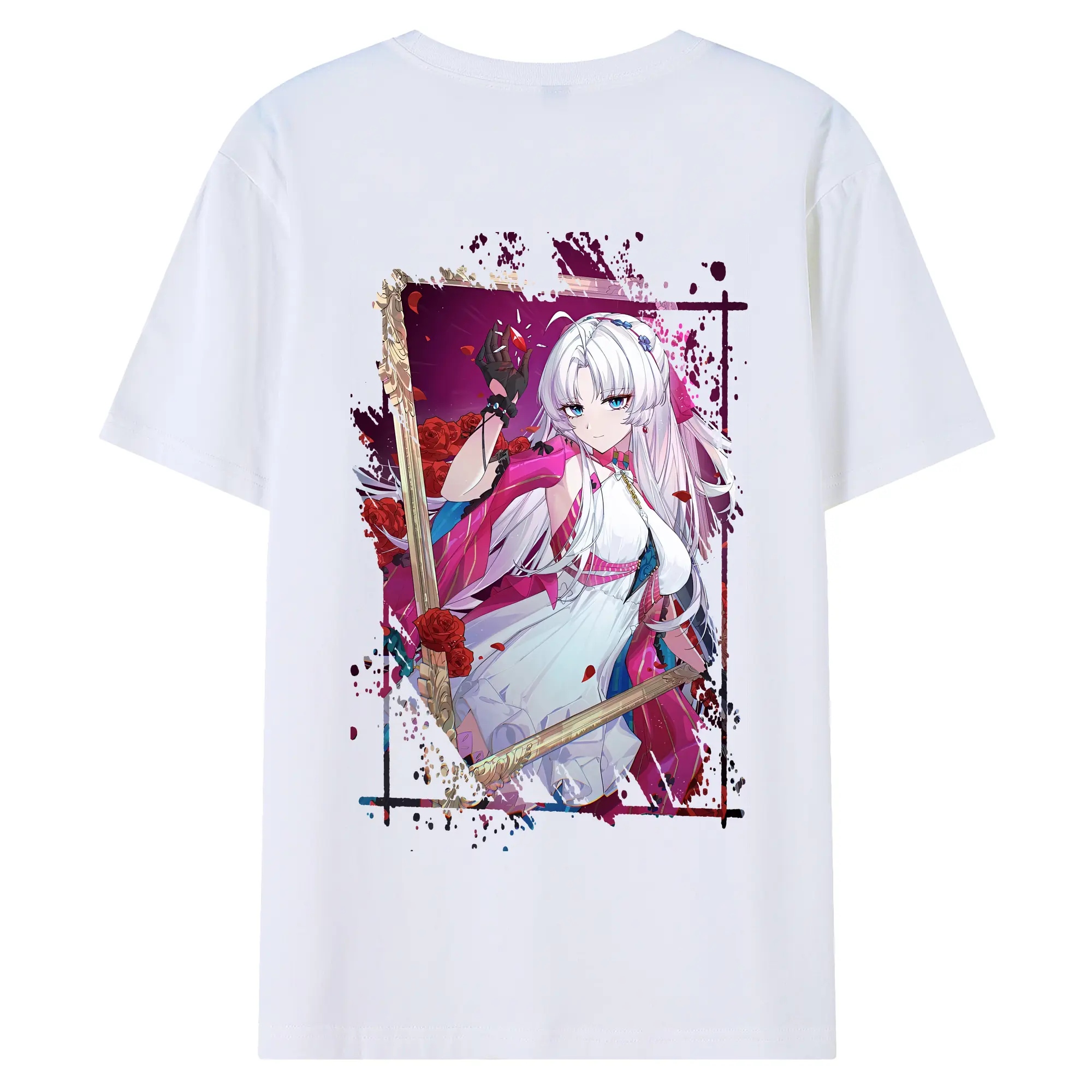 鳴潮 グッズ カルロッタ - 綿100％ 半袖Tシャツ ・ バックプリント ・ 快適 通気性 ・ 日常使い 散歩 スポーツ用