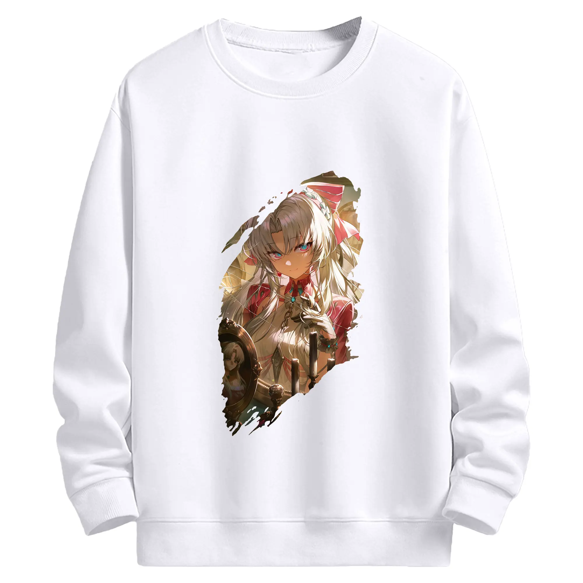 鳴潮 グッズ カルロッタ - 高品質 クルーネック スウェット ・ コットン59％ ポリエステル41％ ・ ユニセックス 長袖 トレーナー ・ カジュアル デイリー スポーツ 散歩用