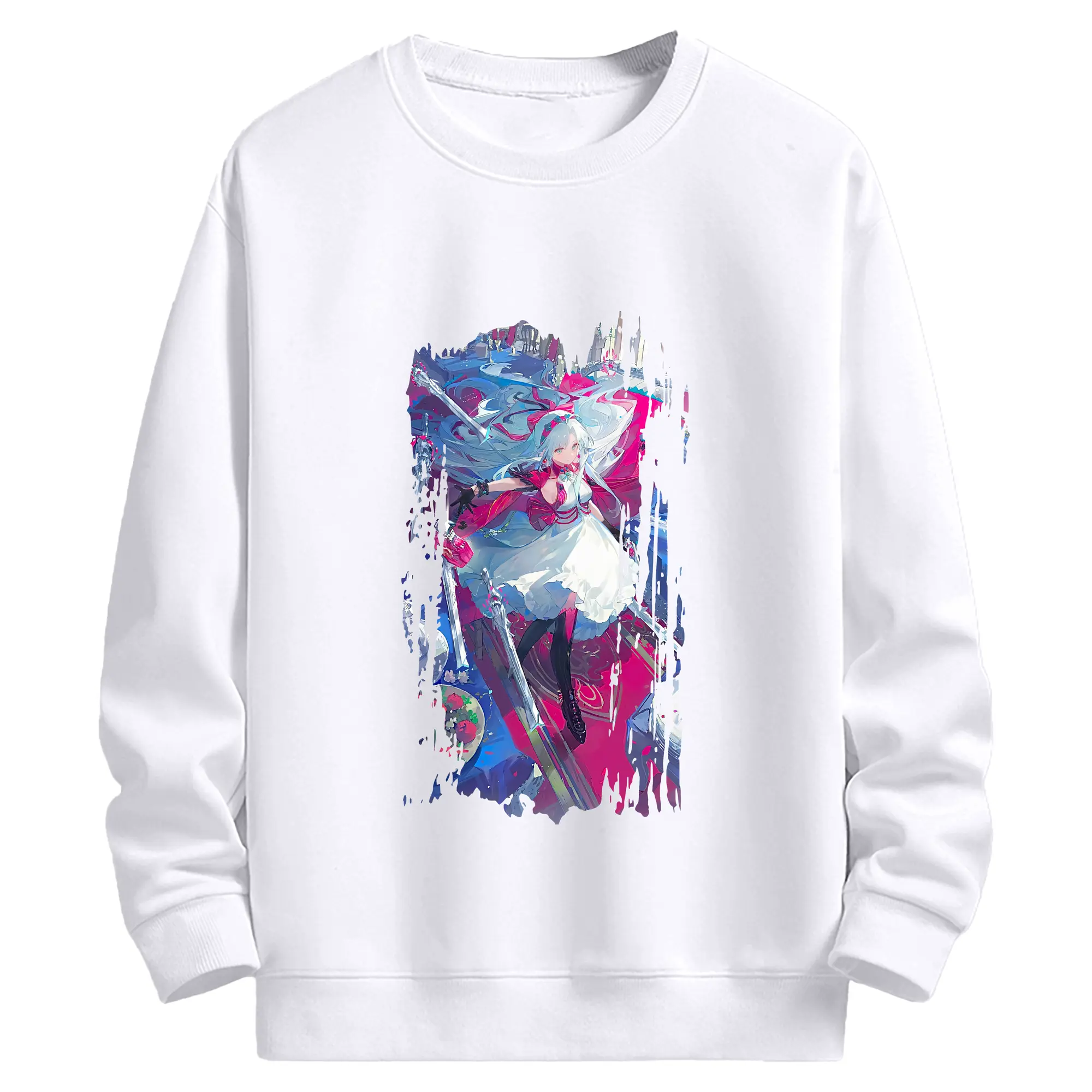 鳴潮 グッズ カルロッタ - 高品質 クルーネック スウェット ・ コットン59％ ポリエステル41％ ・ ユニセックス 長袖 トレーナー ・ カジュアル デイリー スポーツ 散歩用