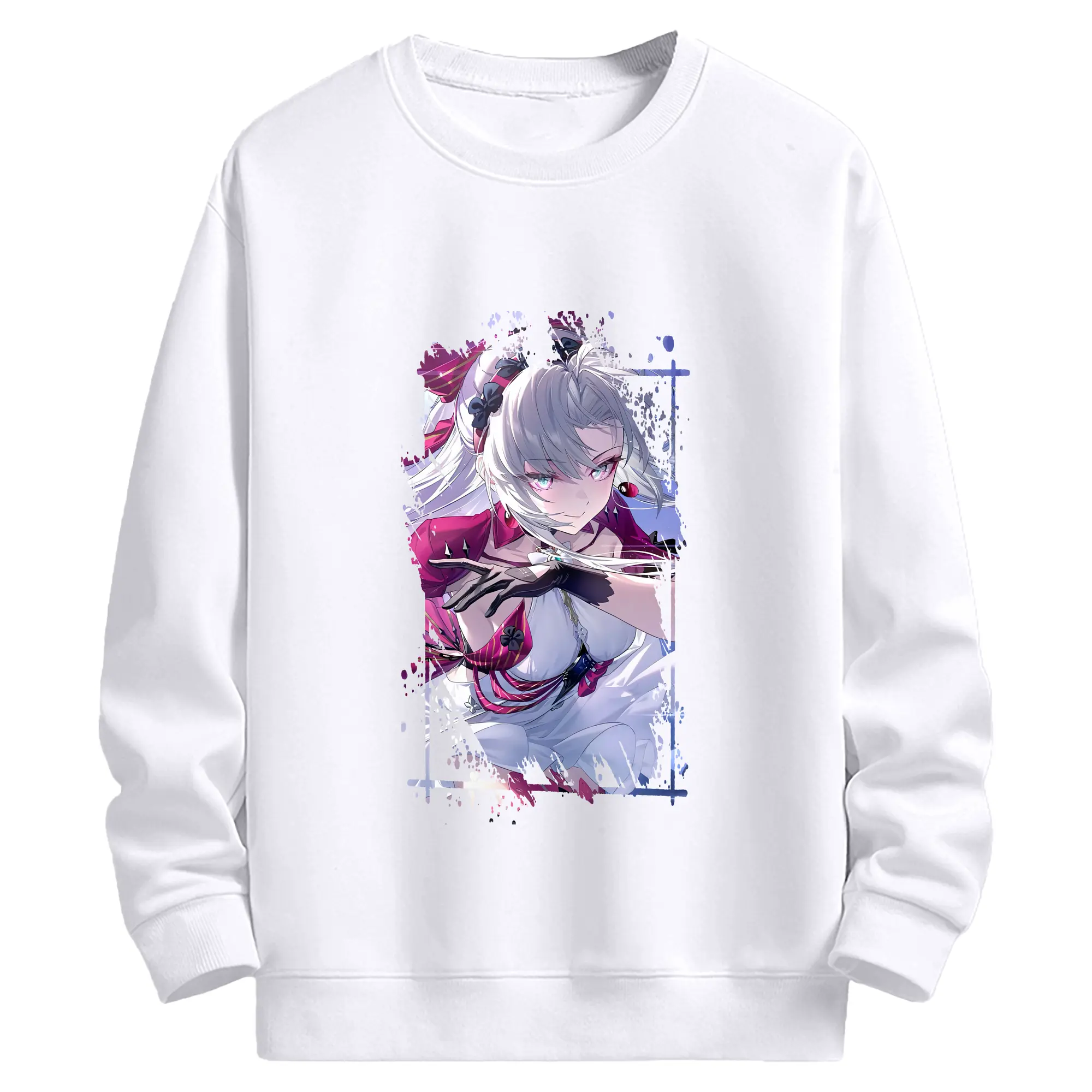 鳴潮 グッズ カルロッタ - 高品質 クルーネック スウェット ・ コットン59％ ポリエステル41％ ・ ユニセックス 長袖 トレーナー ・ カジュアル デイリー スポーツ 散歩用