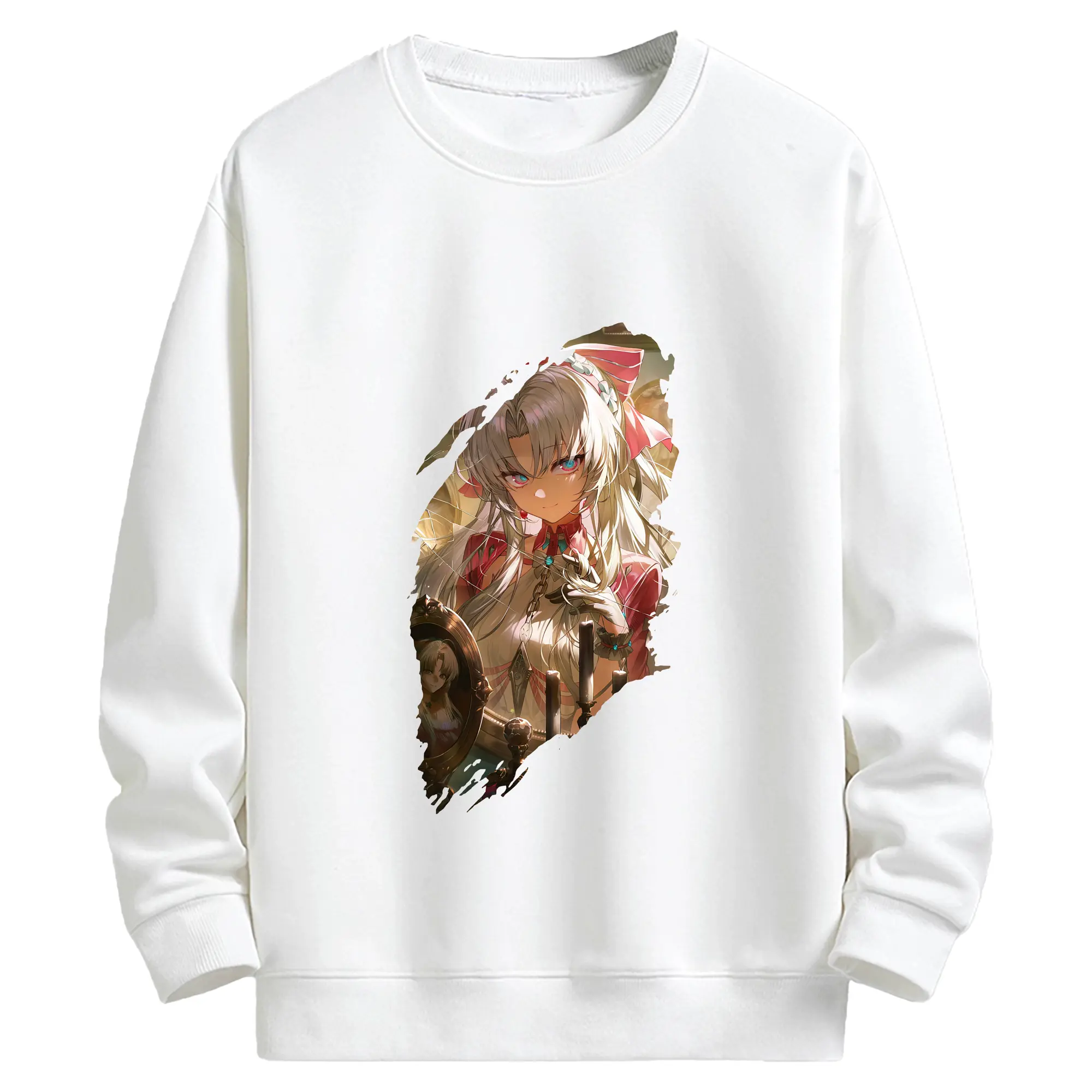 鳴潮 グッズ カルロッタ - キッズ クルーネックスウェットシャツ ・ フロントプリント ・ 綿80％ ポリエステル20％ ・ 快適 通学 スポーツ 日常使い お散歩用