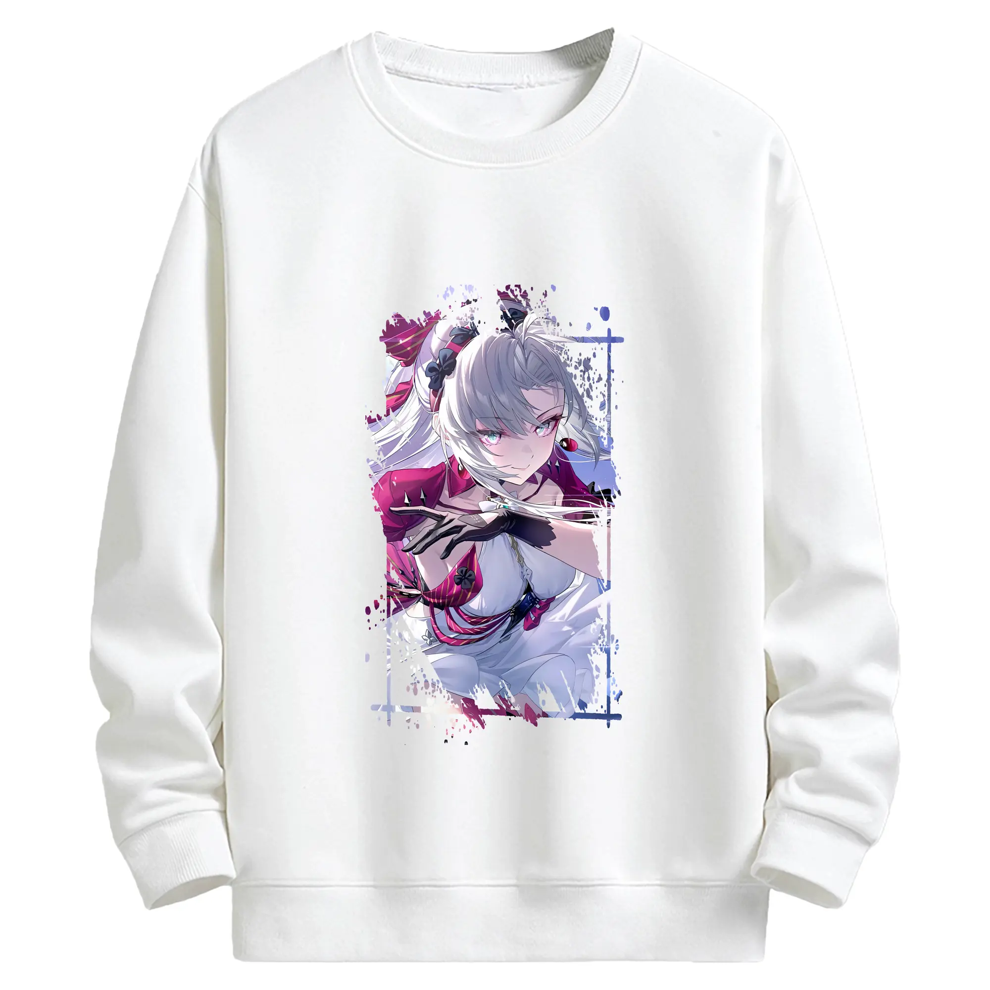 鳴潮 グッズ カルロッタ - キッズ クルーネックスウェットシャツ ・ フロントプリント ・ 綿80％ ポリエステル20％ ・ 快適 通学 スポーツ 日常使い お散歩用