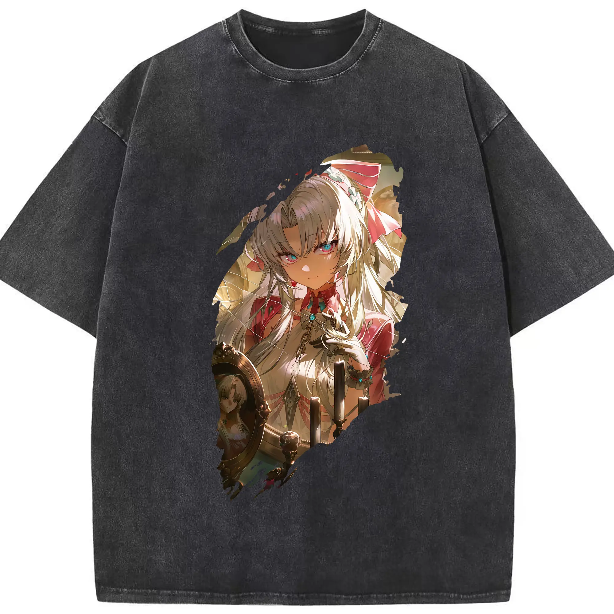 鳴潮 グッズ カルロッタ - 綿100％ ヴィンテージ風 半袖Tシャツ ・ フロントプリント ・ 柔らか肌触り ・ 通気性 快適 ・ スポーツ カジュアル 外出用