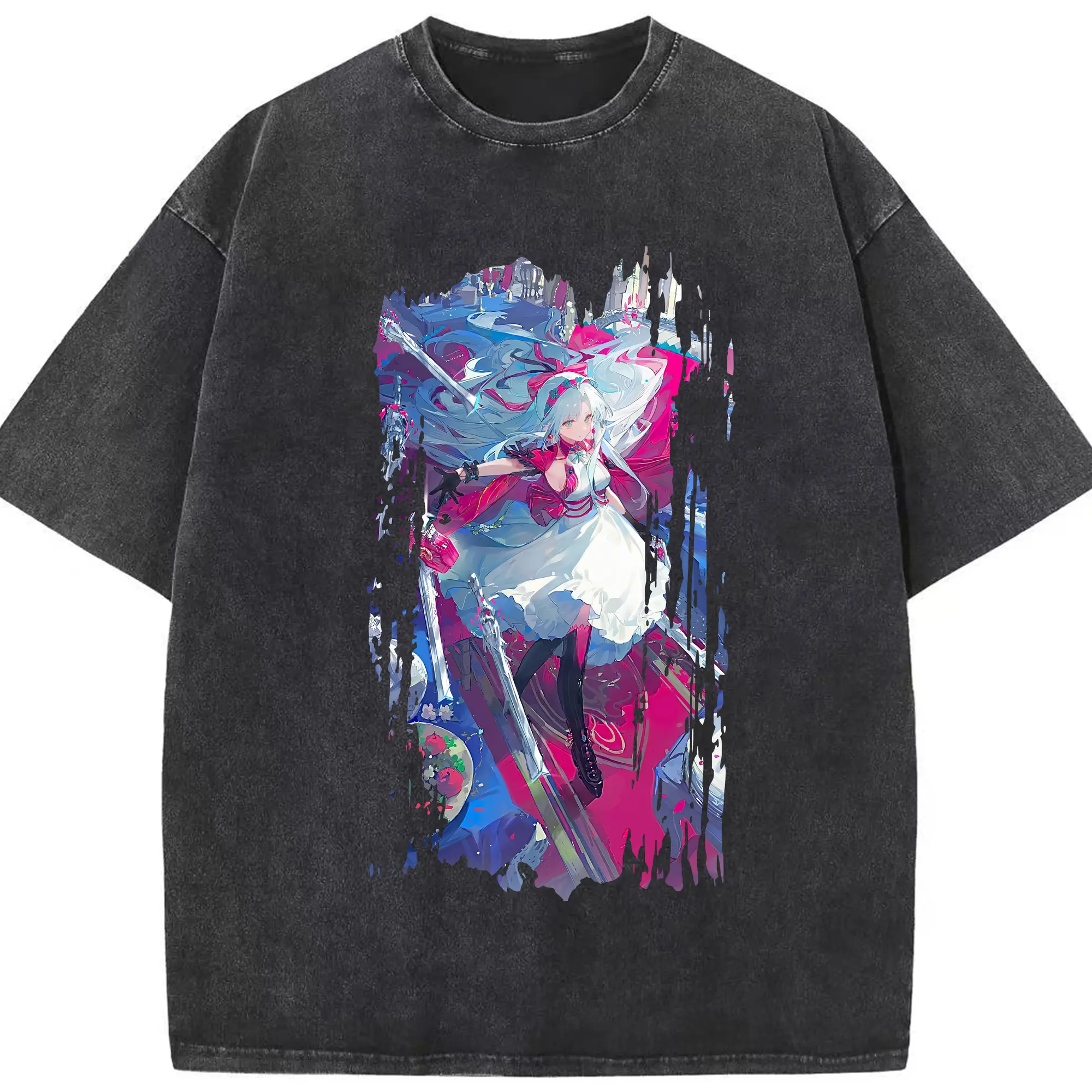 鳴潮 グッズ カルロッタ - 綿100％ ヴィンテージ風 半袖Tシャツ ・ フロントプリント ・ 柔らか肌触り ・ 通気性 快適 ・ スポーツ カジュアル 外出用