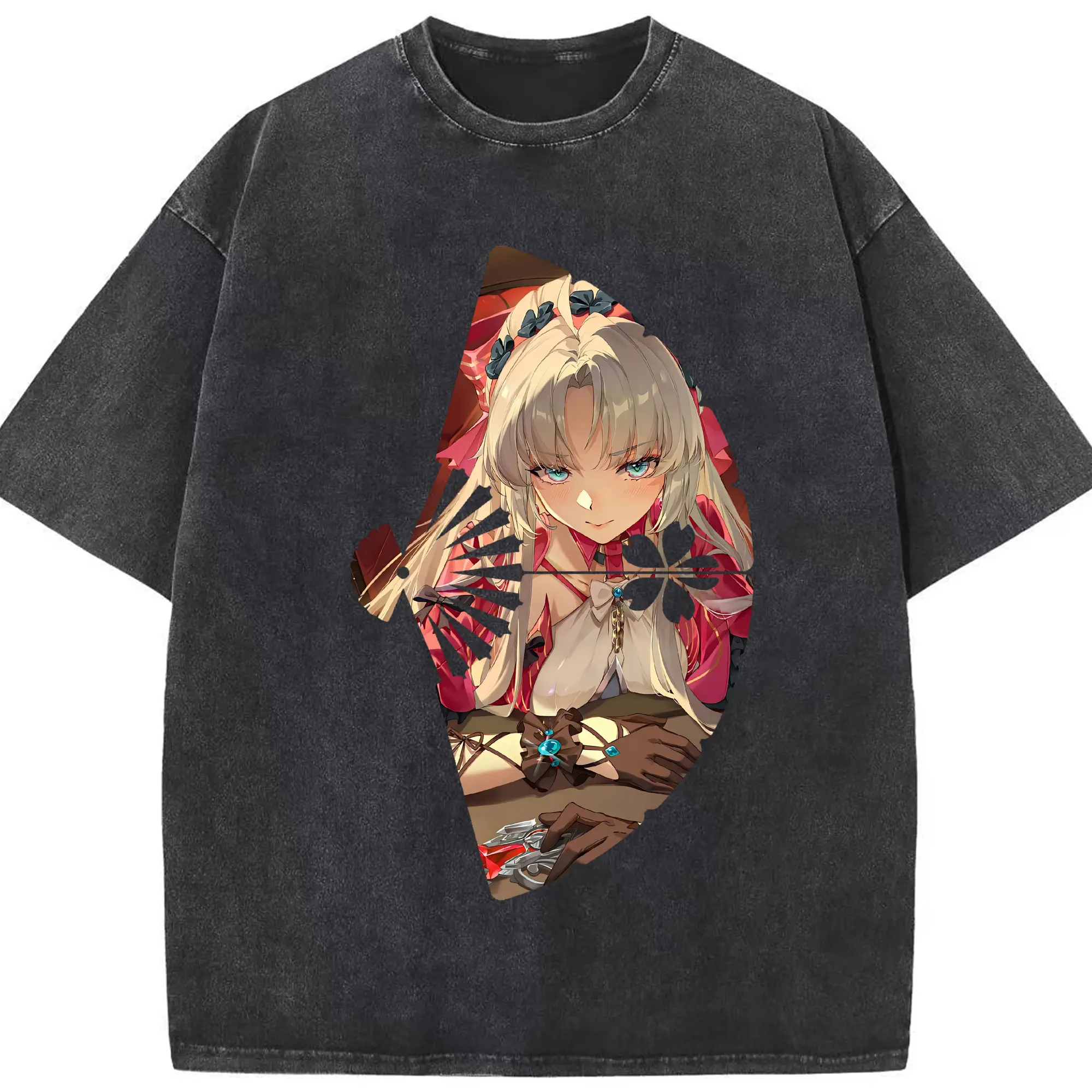鳴潮 グッズ カルロッタ - 綿100％ ヴィンテージ風 半袖Tシャツ ・ フロントプリント ・ 柔らか肌触り ・ 通気性 快適 ・ スポーツ カジュアル 外出用