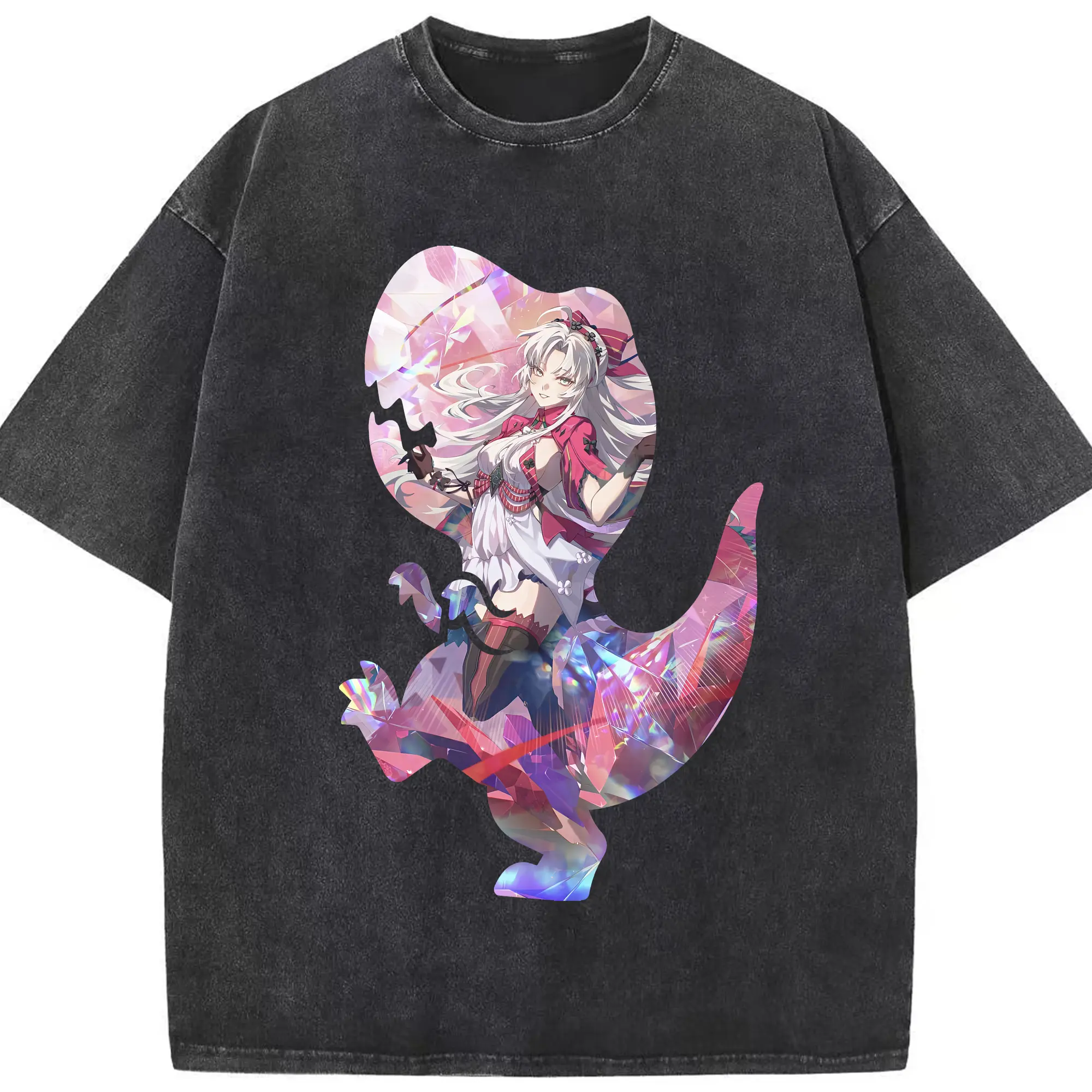 鳴潮 グッズ カルロッタ - 綿100％ ヴィンテージ風 半袖Tシャツ ・ フロントプリント ・ 柔らか肌触り ・ 通気性 快適 ・ スポーツ カジュアル 外出用