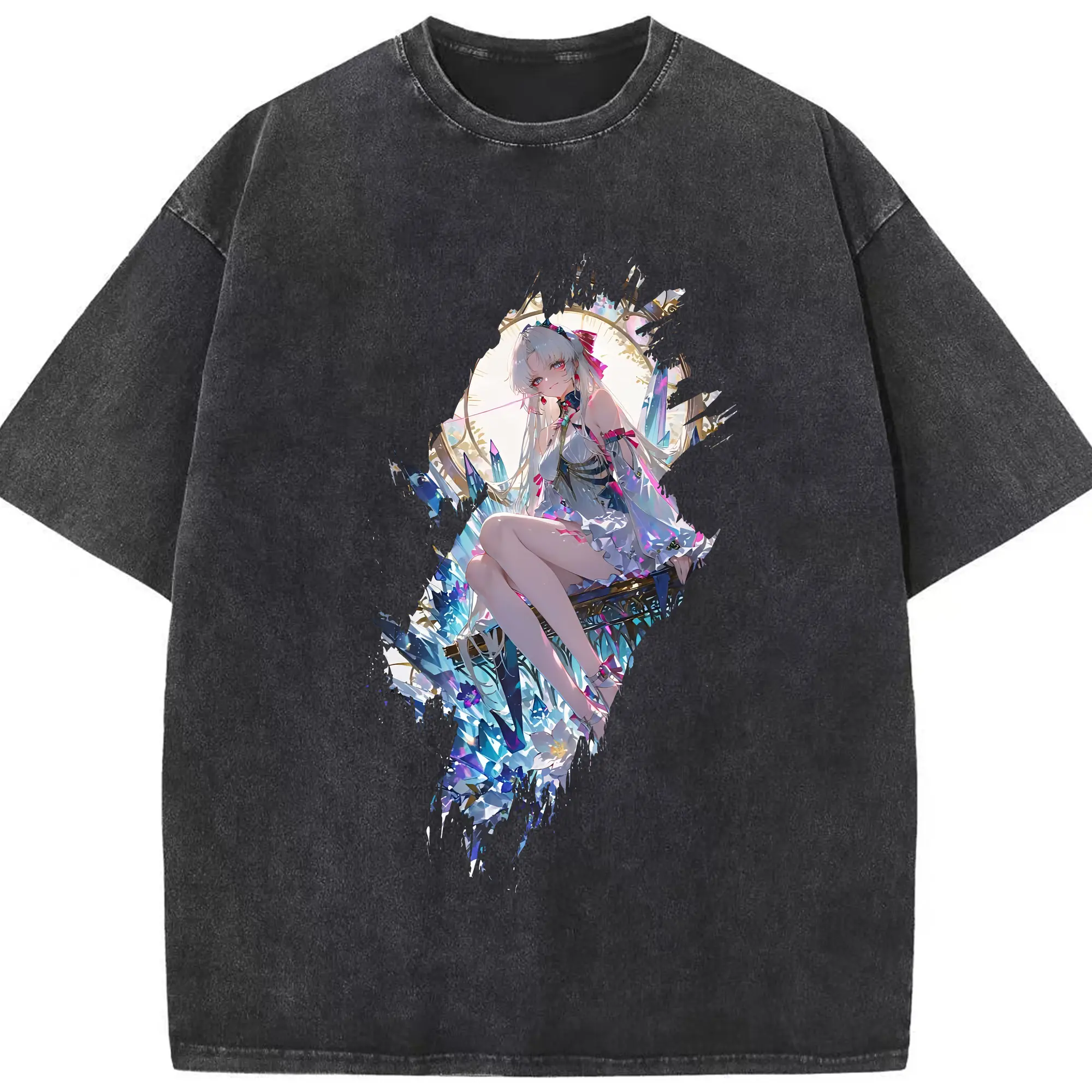 鳴潮 グッズ カルロッタ - 綿100％ ヴィンテージ風 半袖Tシャツ ・ フロントプリント ・ 柔らか肌触り ・ 通気性 快適 ・ スポーツ カジュアル 外出用