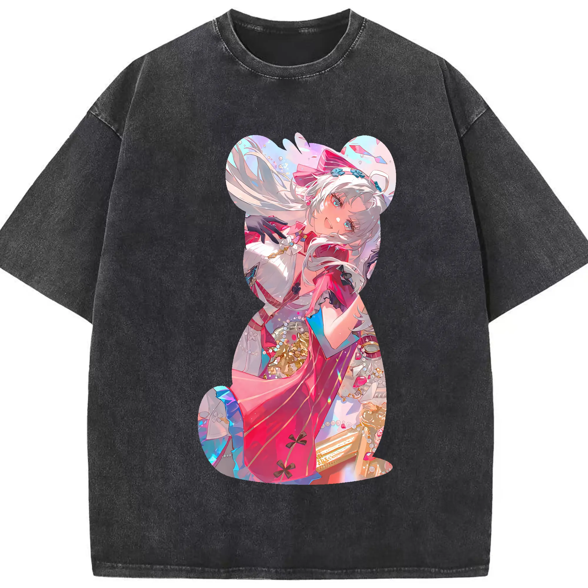 鳴潮 グッズ カルロッタ - 綿100％ ヴィンテージ風 半袖Tシャツ ・ フロントプリント ・ 柔らか肌触り ・ 通気性 快適 ・ スポーツ カジュアル 外出用