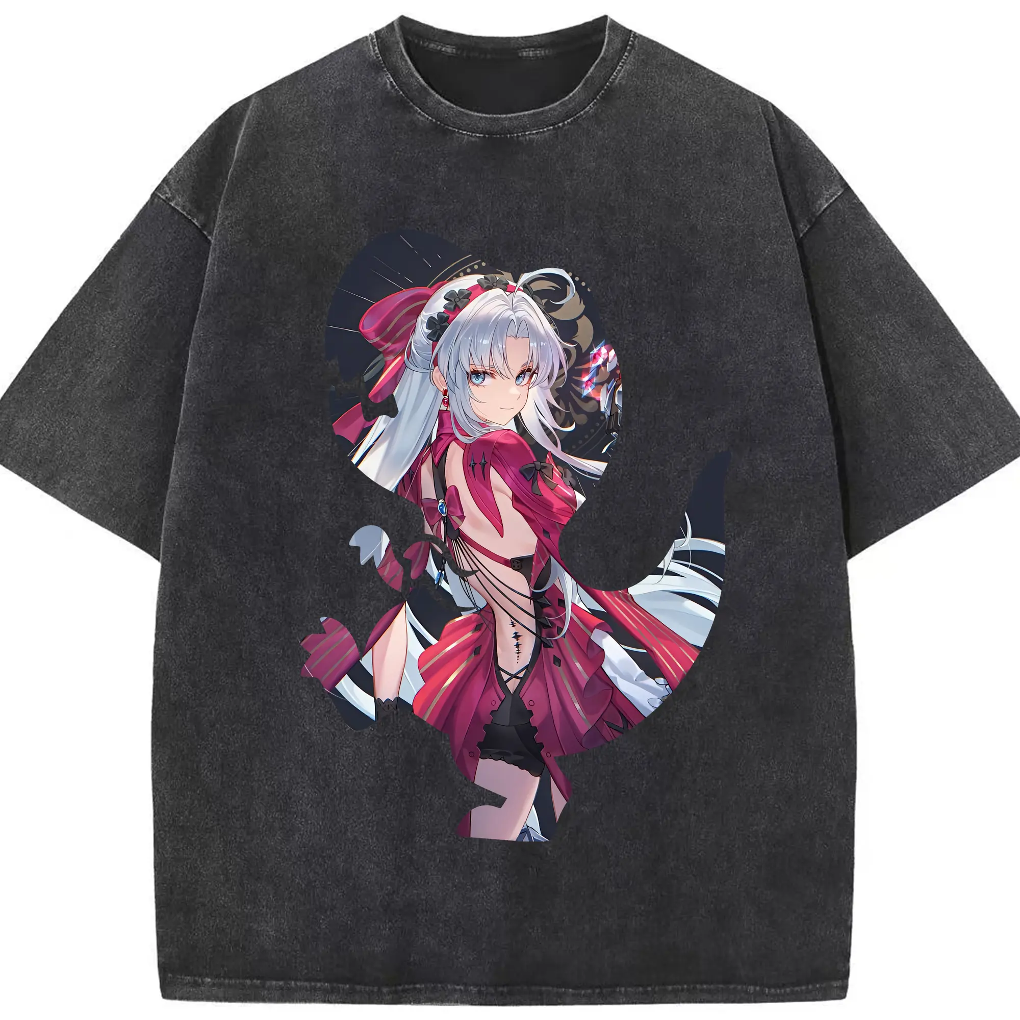 鳴潮 グッズ カルロッタ - 綿100％ ヴィンテージ風 半袖Tシャツ ・ フロントプリント ・ 柔らか肌触り ・ 通気性 快適 ・ スポーツ カジュアル 外出用