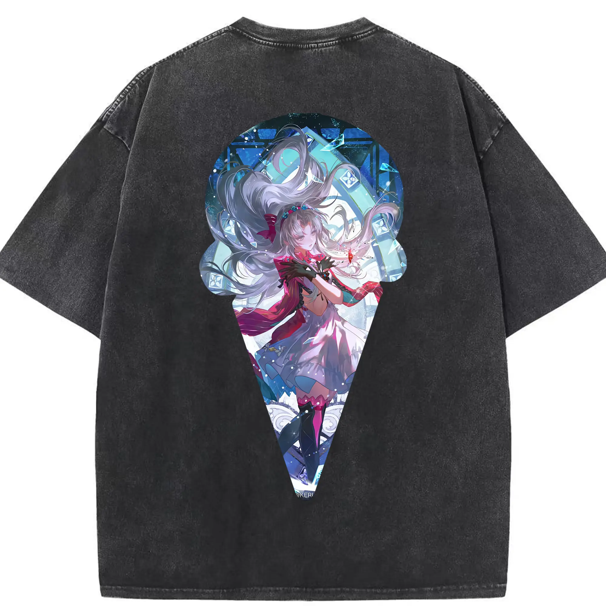 鳴潮 グッズ カルロッタ - 綿100％ ヴィンテージ風 半袖Tシャツ ・ 背面プリント ・ 柔らか肌触り ・ 通気性 快適 ・ スポーツ カジュアル 外出用