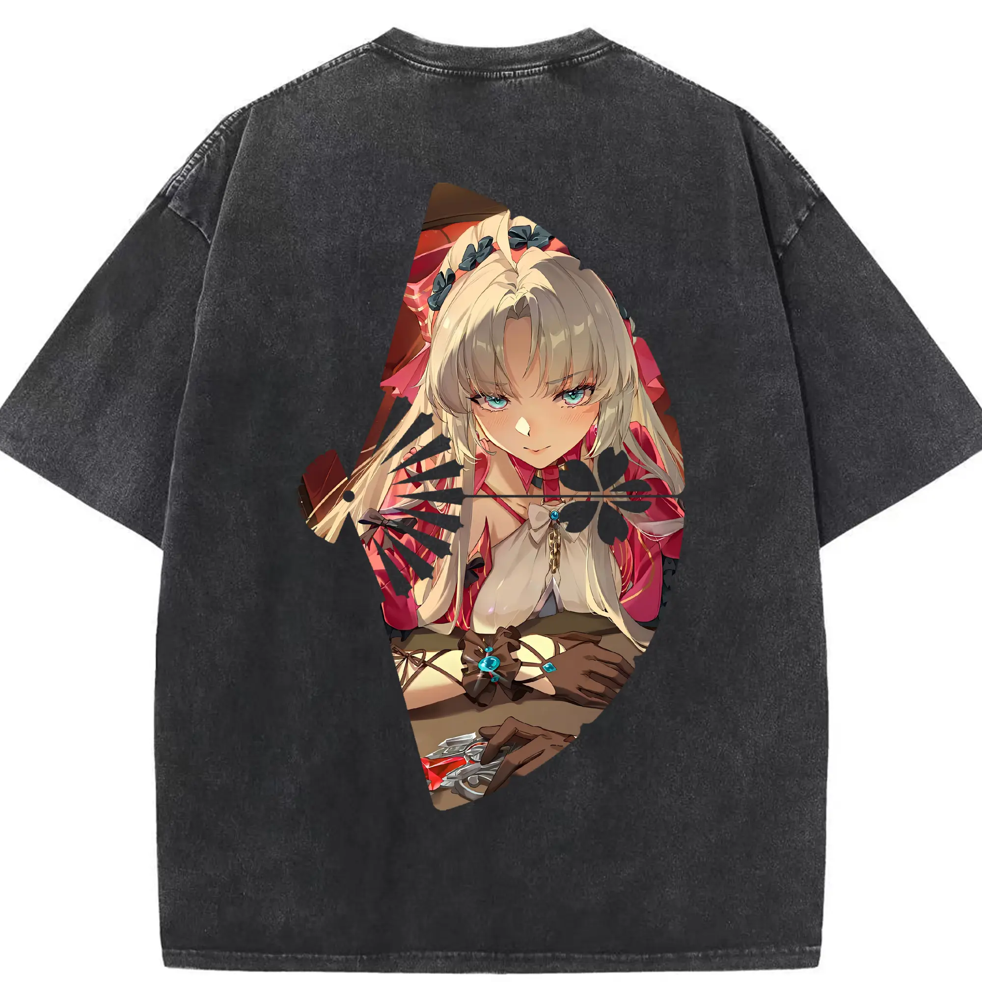 鳴潮 グッズ カルロッタ - 綿100％ ヴィンテージ風 半袖Tシャツ ・ 背面プリント ・ 柔らか肌触り ・ 通気性 快適 ・ スポーツ カジュアル 外出用