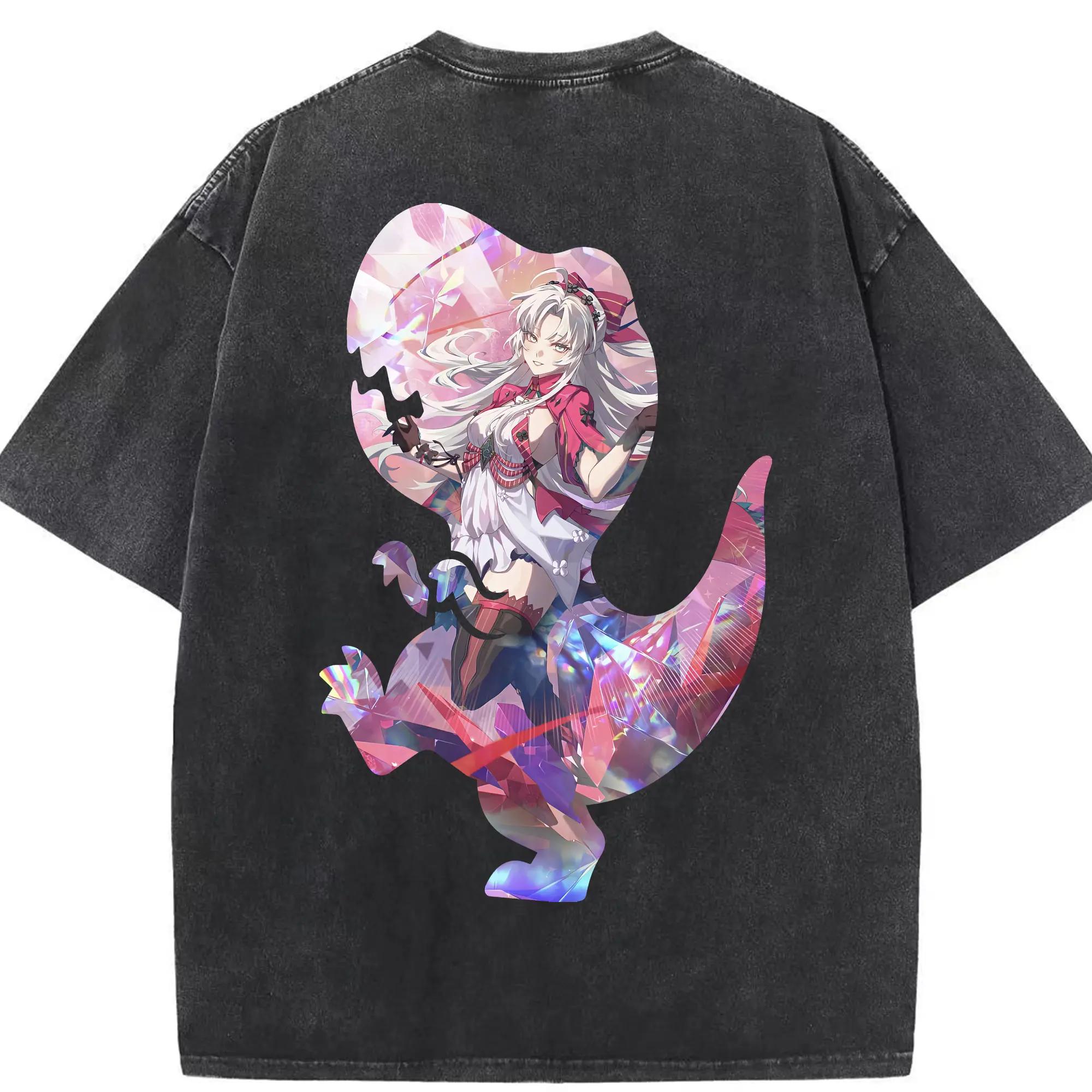 鳴潮 グッズ カルロッタ - 綿100％ ヴィンテージ風 半袖Tシャツ ・ 背面プリント ・ 柔らか肌触り ・ 通気性 快適 ・ スポーツ カジュアル 外出用