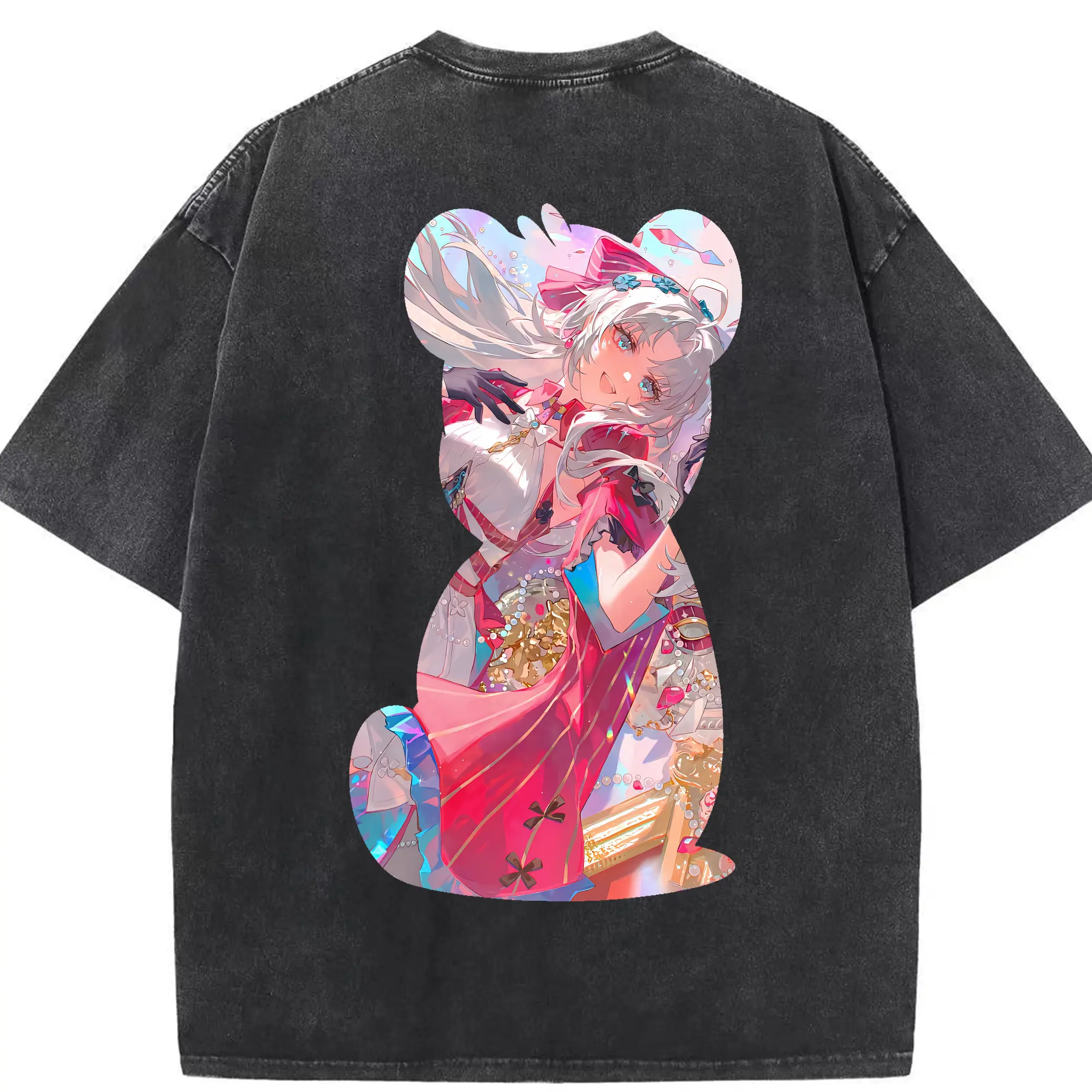 鳴潮 グッズ カルロッタ - 綿100％ ヴィンテージ風 半袖Tシャツ ・ 背面プリント ・ 柔らか肌触り ・ 通気性 快適 ・ スポーツ カジュアル 外出用