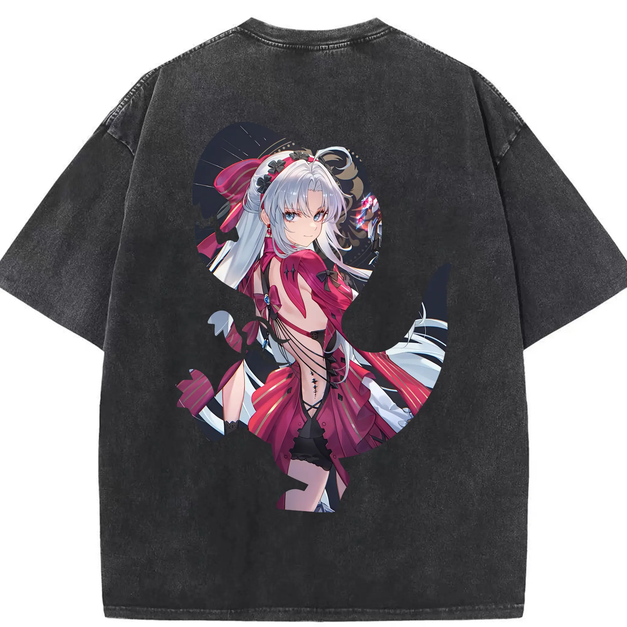 鳴潮 グッズ カルロッタ - 綿100％ ヴィンテージ風 半袖Tシャツ ・ 背面プリント ・ 柔らか肌触り ・ 通気性 快適 ・ スポーツ カジュアル 外出用