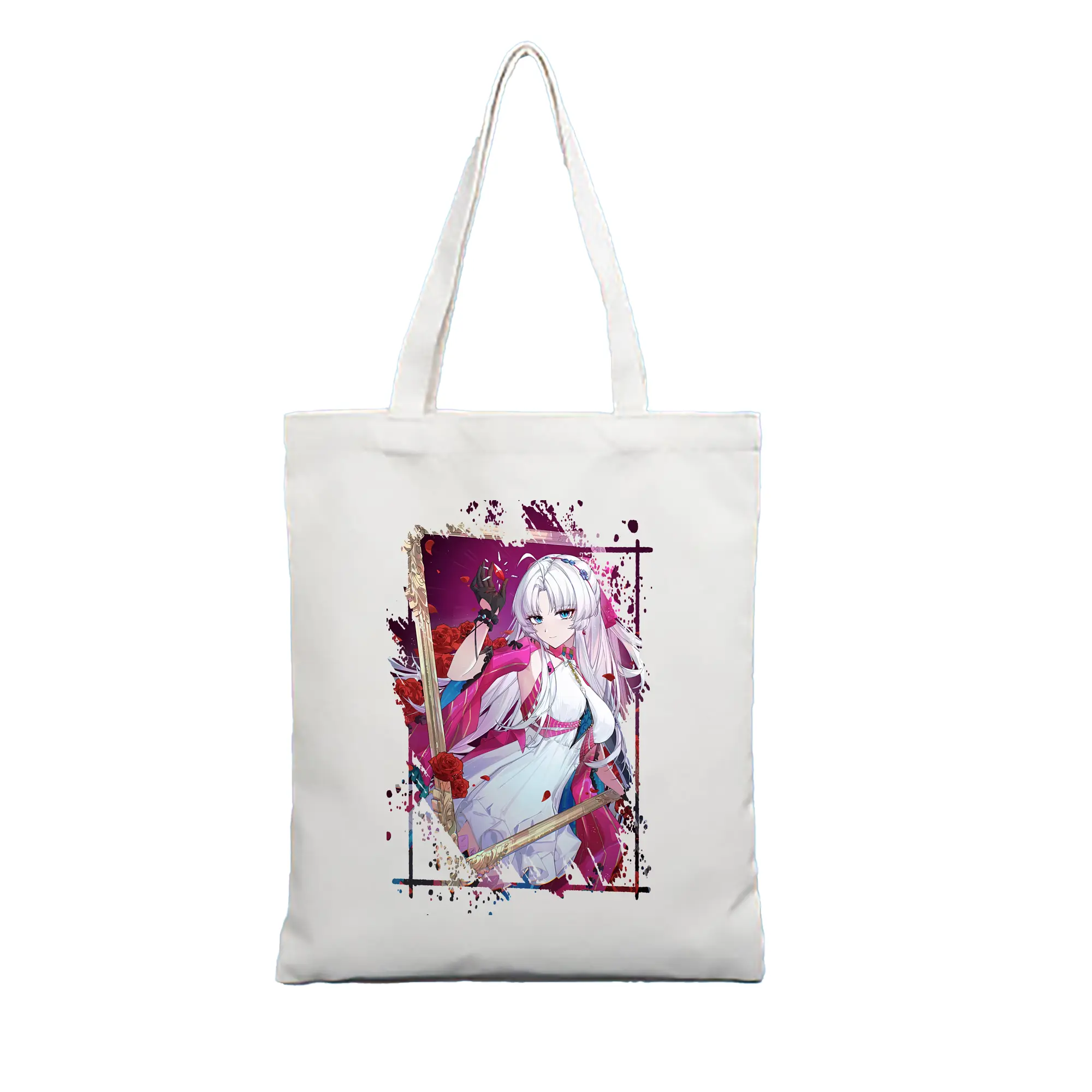 鳴潮 グッズ カルロッタ - 縦型キャンバス手提げバッグ（トートバッグ） ・ キャンバス素材 ・ ショッピング用 ・ 軽量 丈夫 お手入れ簡単