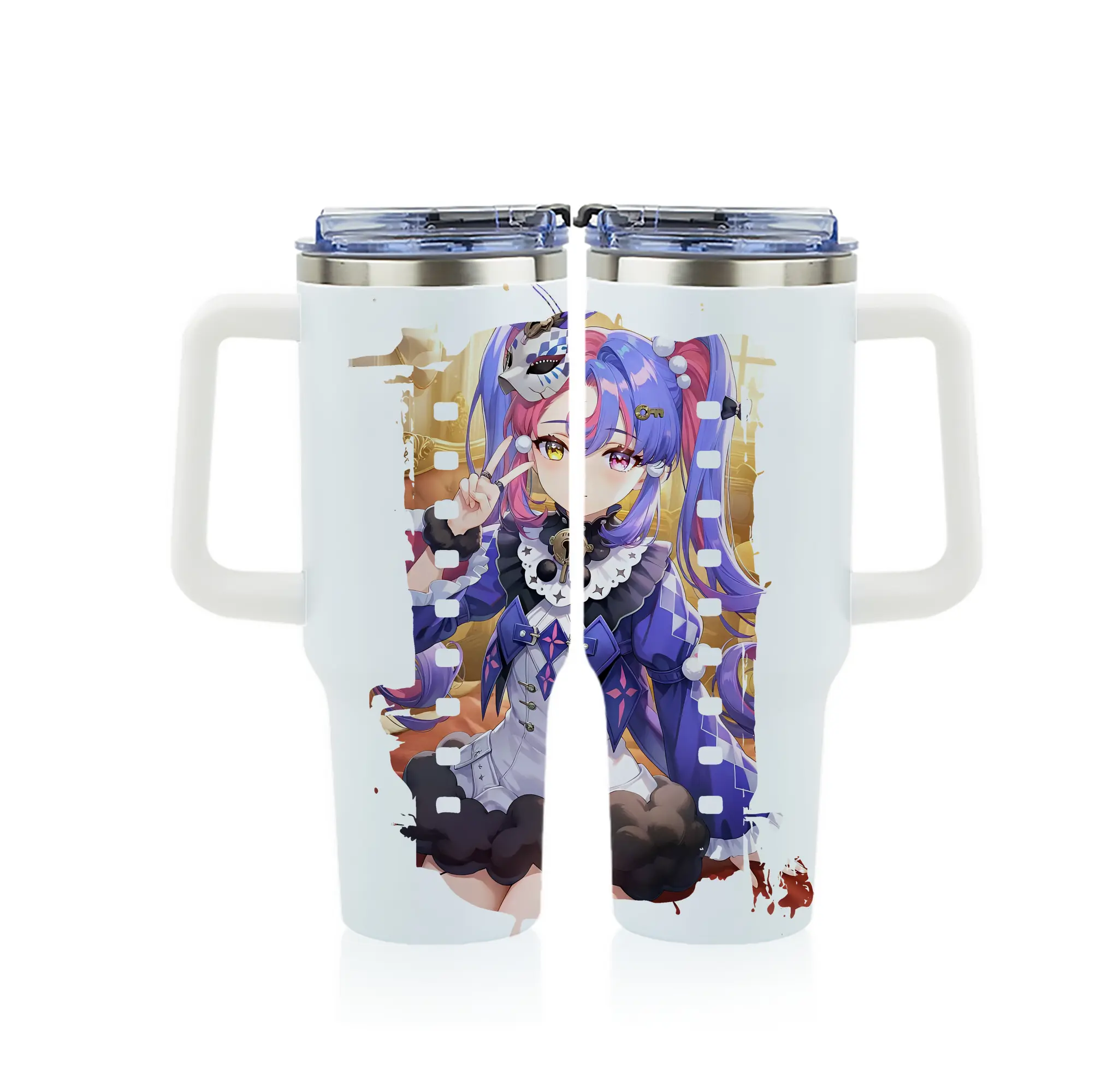 鳴潮 グッズ ロココ - 1200mL フルプリント車用タンブラー ・ 304ステンレス 内側 ・ 201ステンレス 外側 ・ 保温 保冷 ・ 通勤 ドライブ アウトドア用